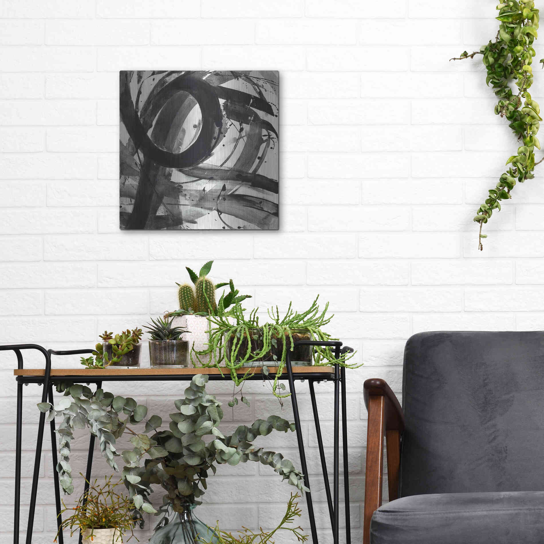 Luxe Metal Art 'Roller Coaster II on White' by Albena Hristova, Metal Wall Art,12x12