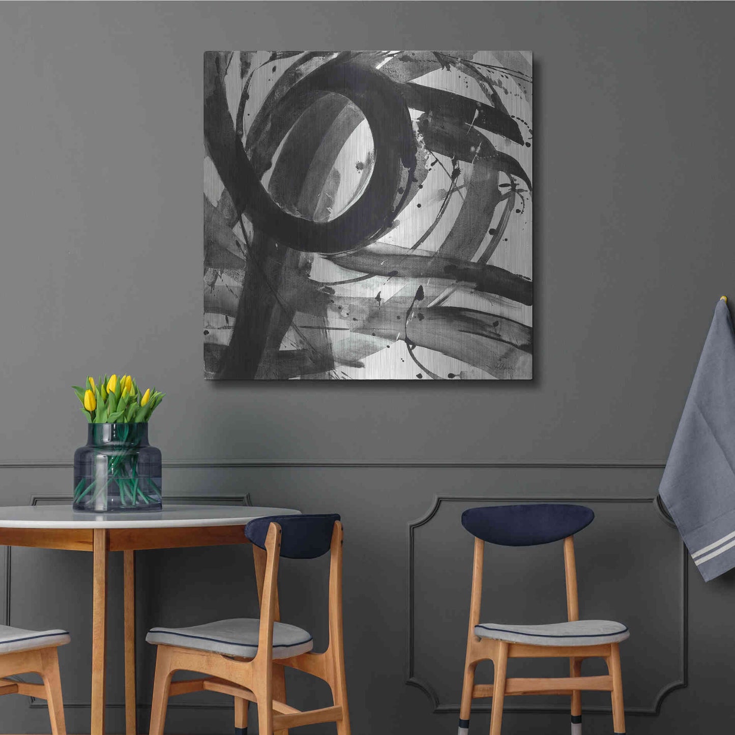 Luxe Metal Art 'Roller Coaster II on White' by Albena Hristova, Metal Wall Art,36x36