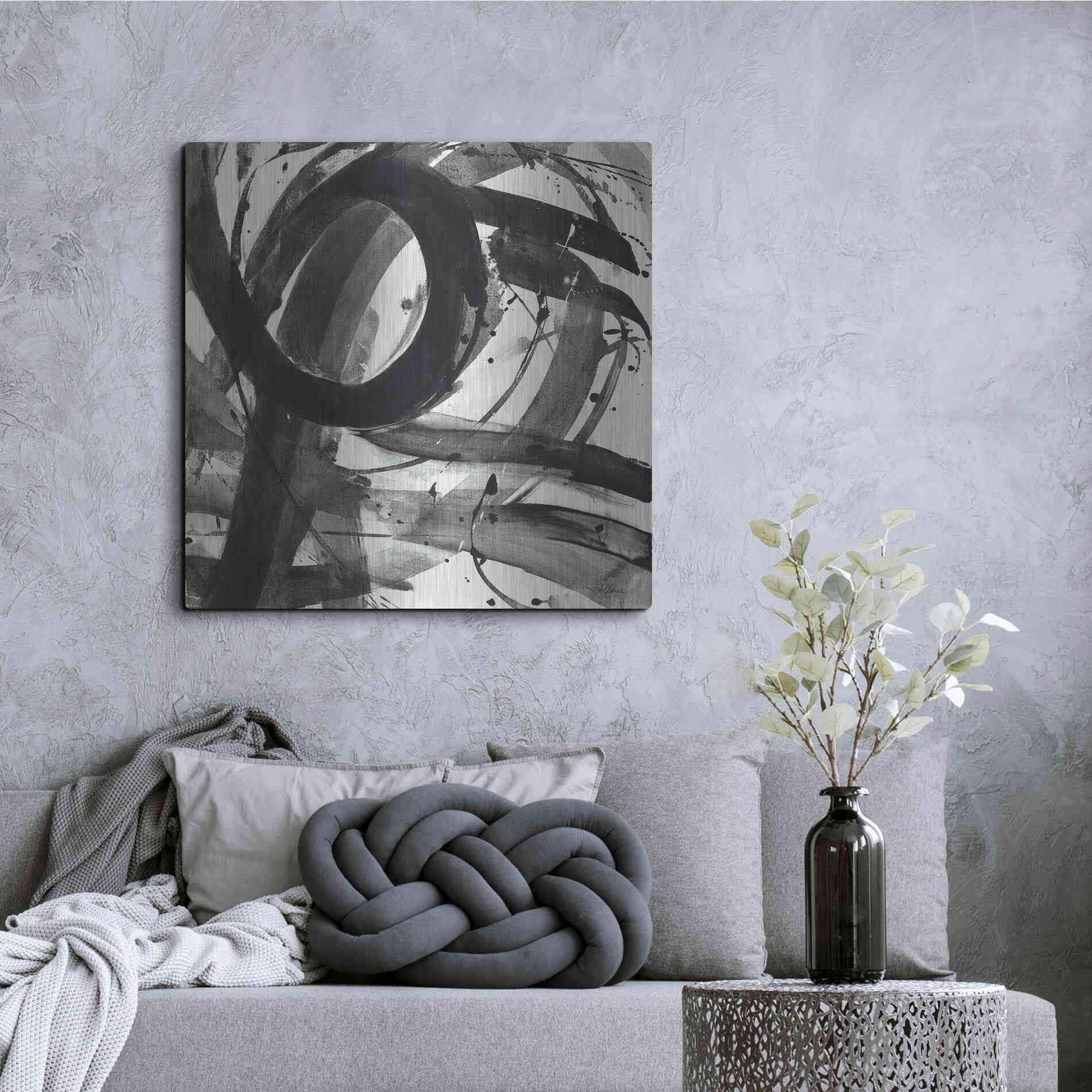 Luxe Metal Art 'Roller Coaster II on White' by Albena Hristova, Metal Wall Art,36x36