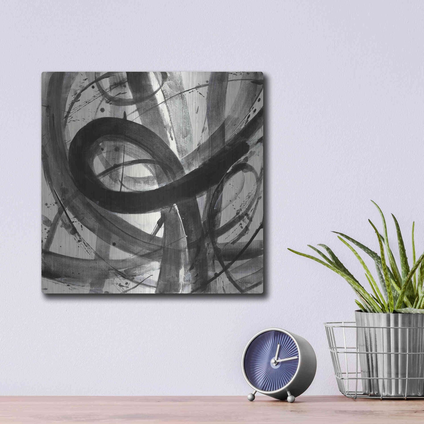 Luxe Metal Art 'Roller Coaster I on White' by Albena Hristova, Metal Wall Art,12x12