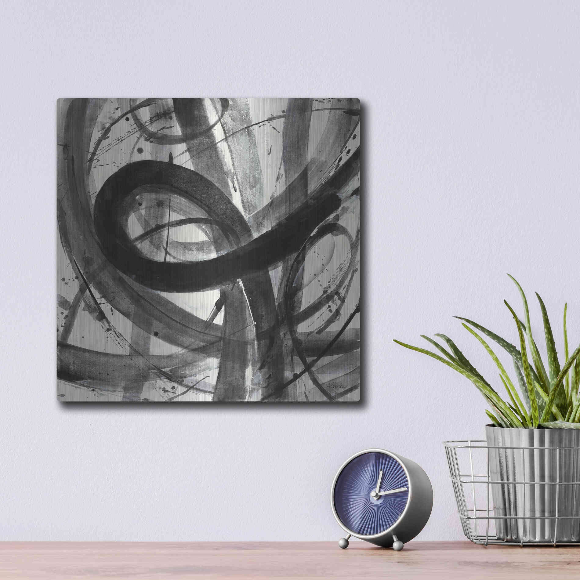 Luxe Metal Art 'Roller Coaster I on White' by Albena Hristova, Metal Wall Art,12x12