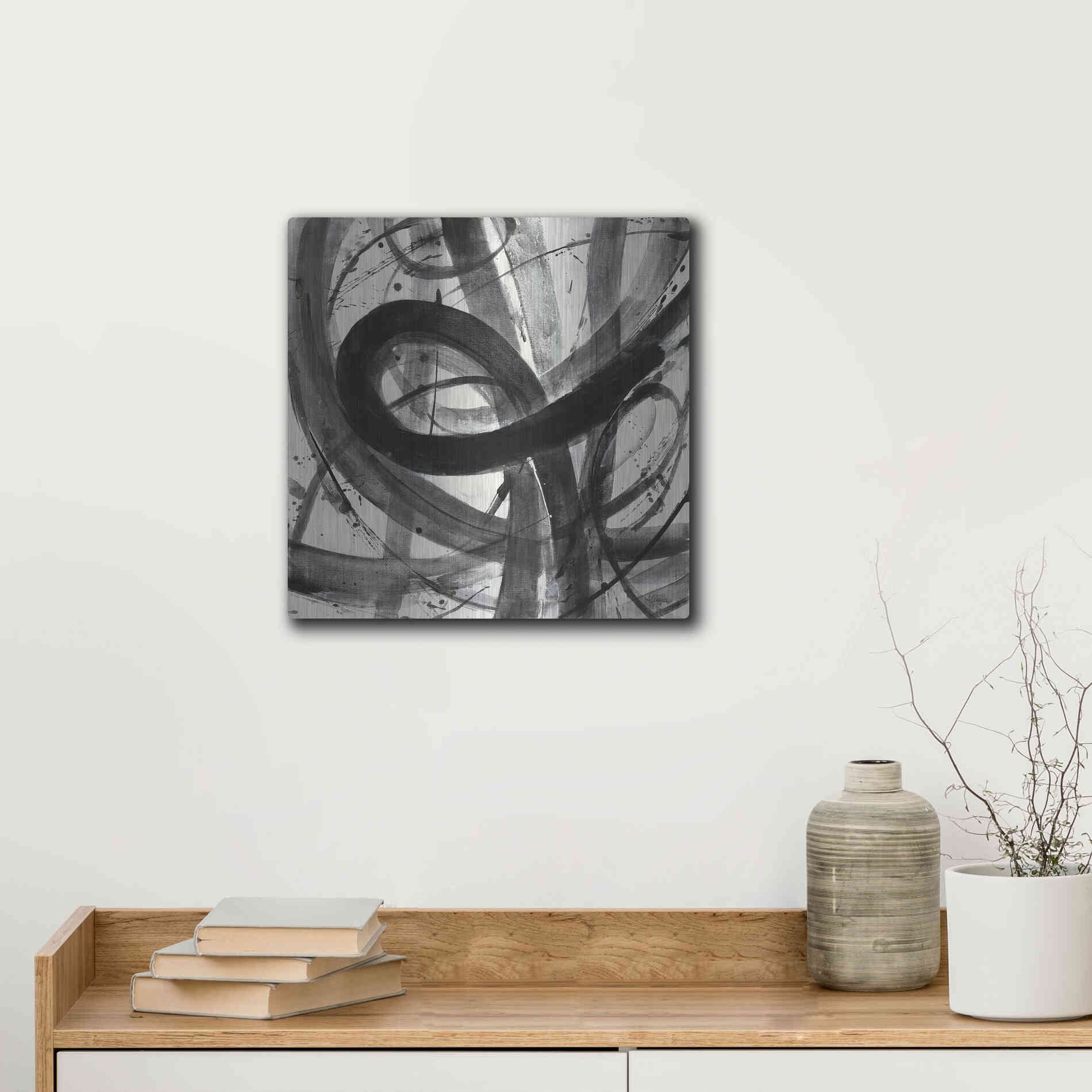 Luxe Metal Art 'Roller Coaster I on White' by Albena Hristova, Metal Wall Art,12x12