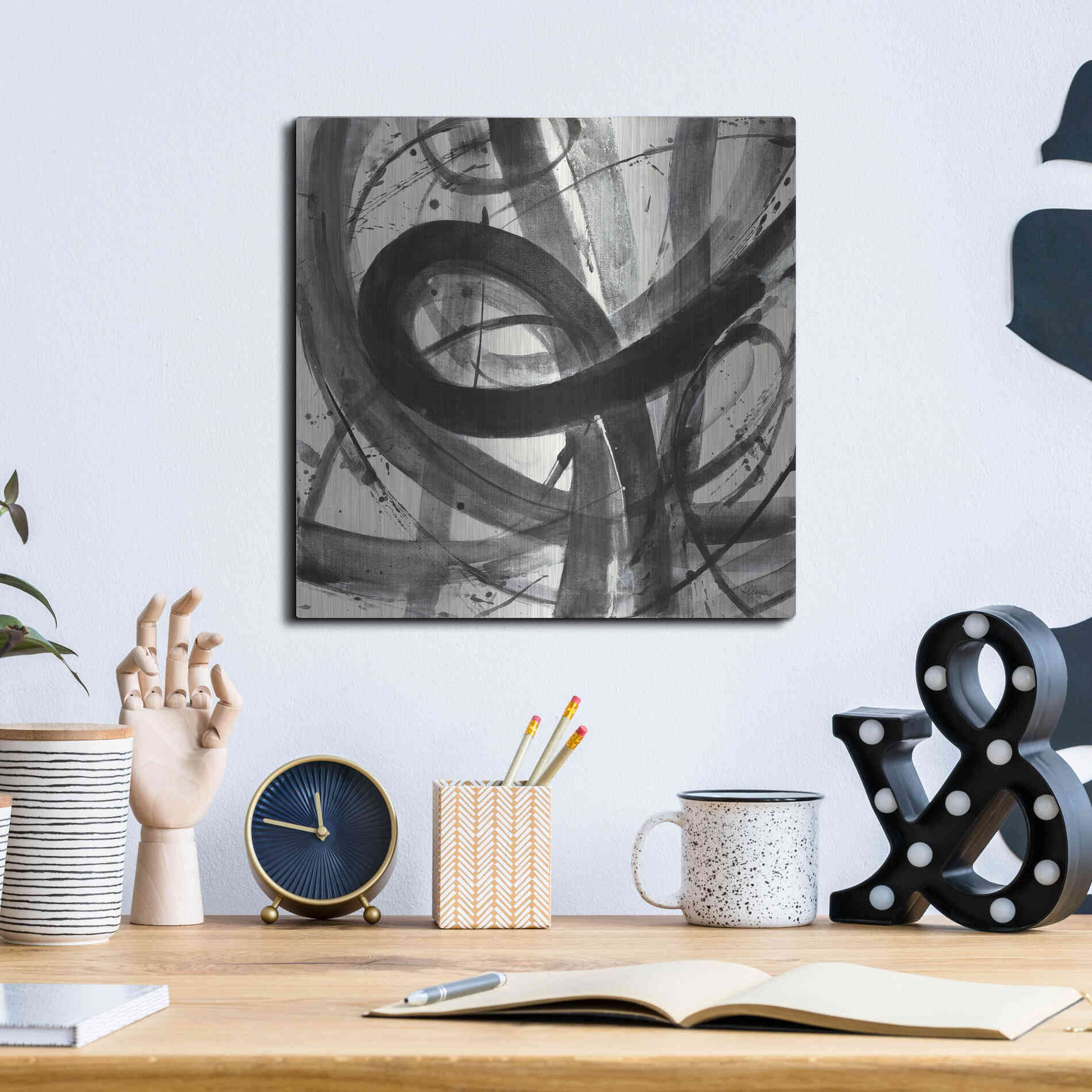 Luxe Metal Art 'Roller Coaster I on White' by Albena Hristova, Metal Wall Art,12x12