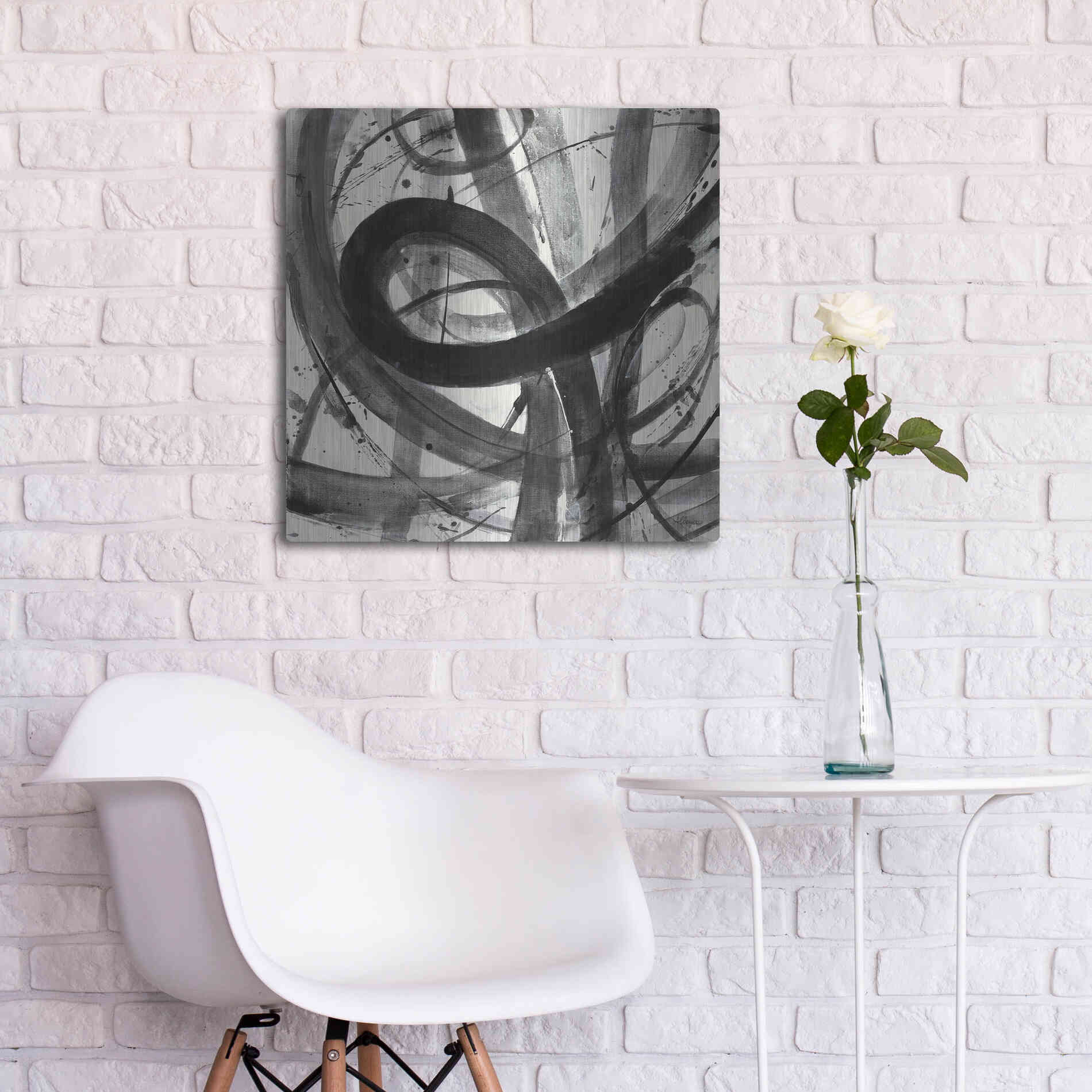 Luxe Metal Art 'Roller Coaster I on White' by Albena Hristova, Metal Wall Art,24x24