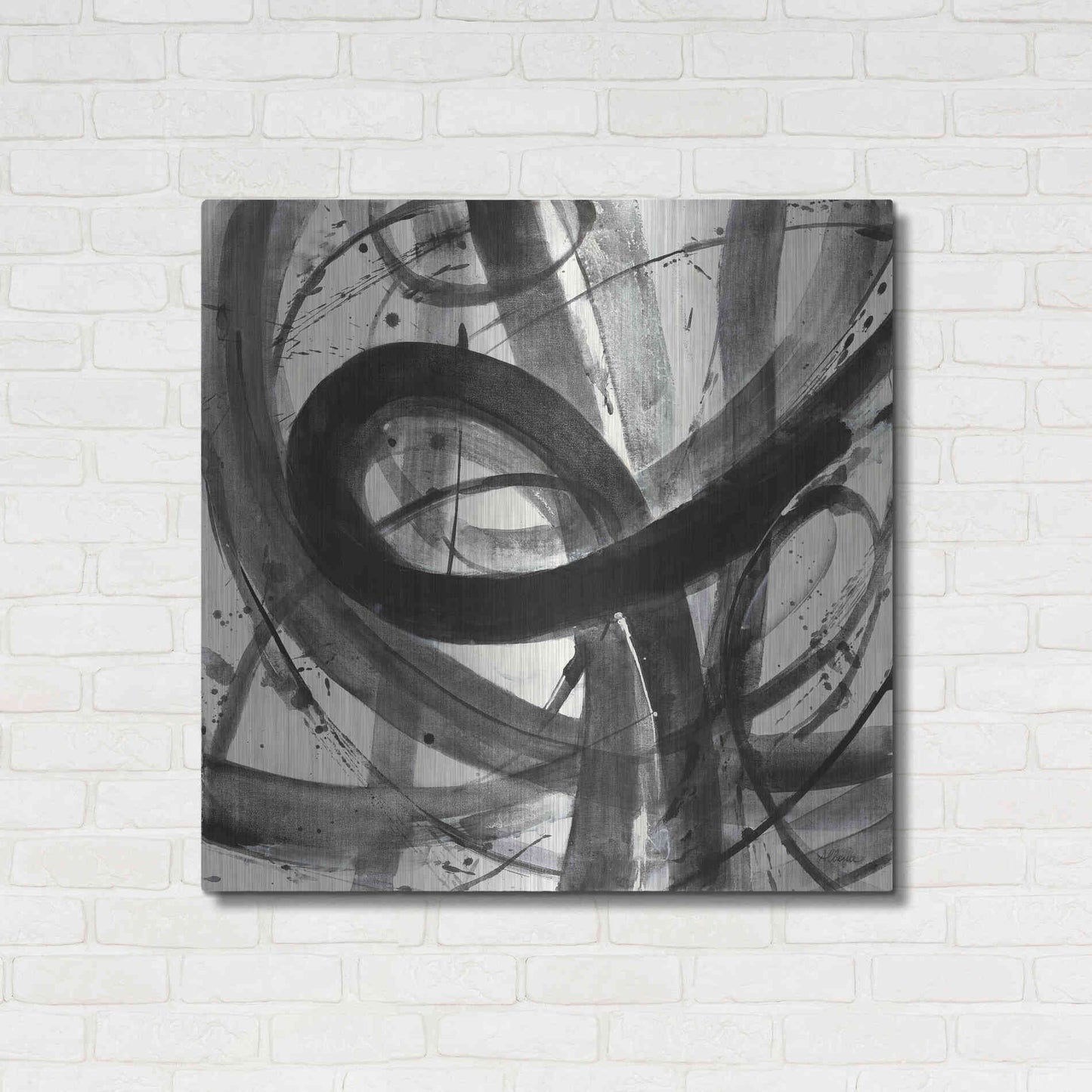 Luxe Metal Art 'Roller Coaster I on White' by Albena Hristova, Metal Wall Art,36x36