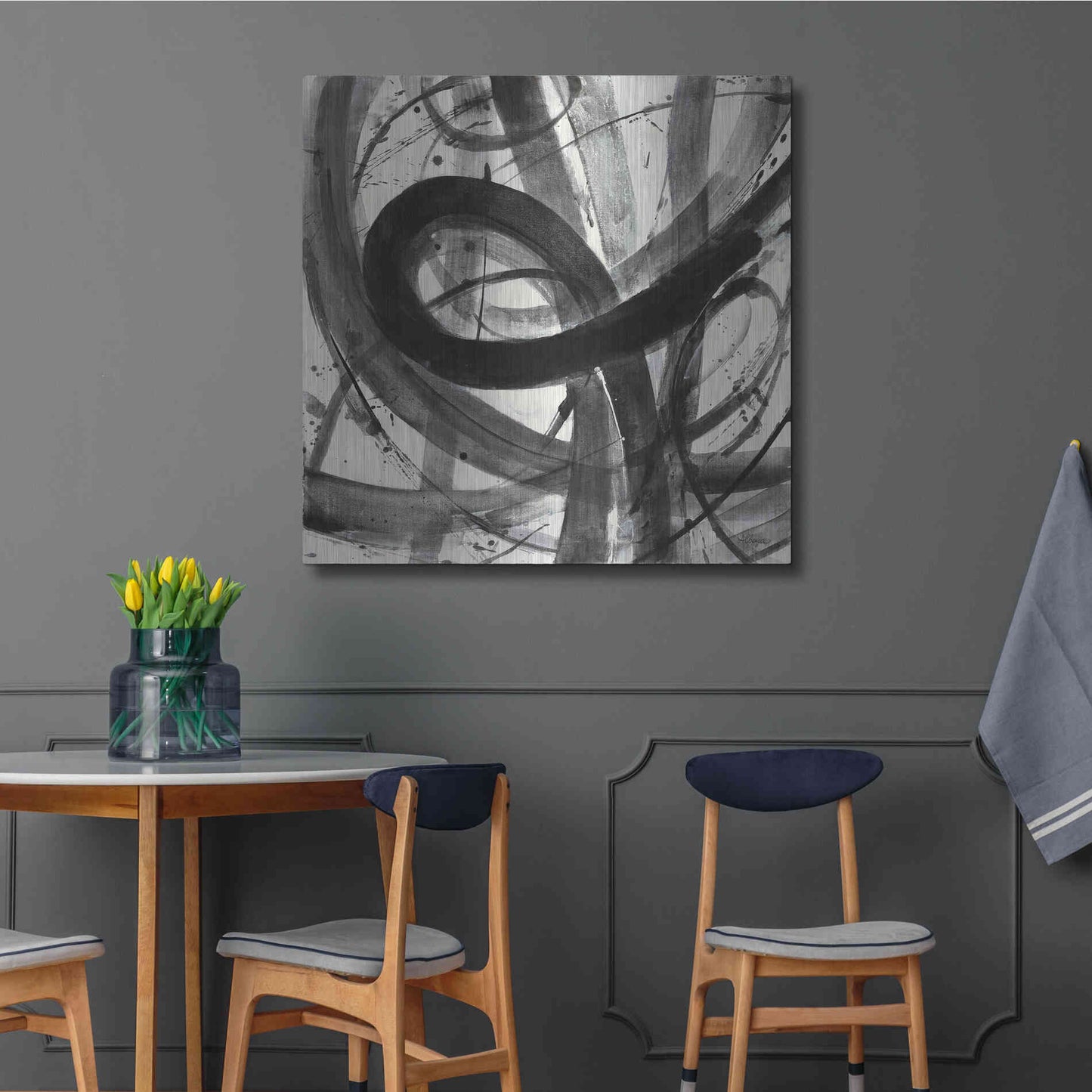 Luxe Metal Art 'Roller Coaster I on White' by Albena Hristova, Metal Wall Art,36x36