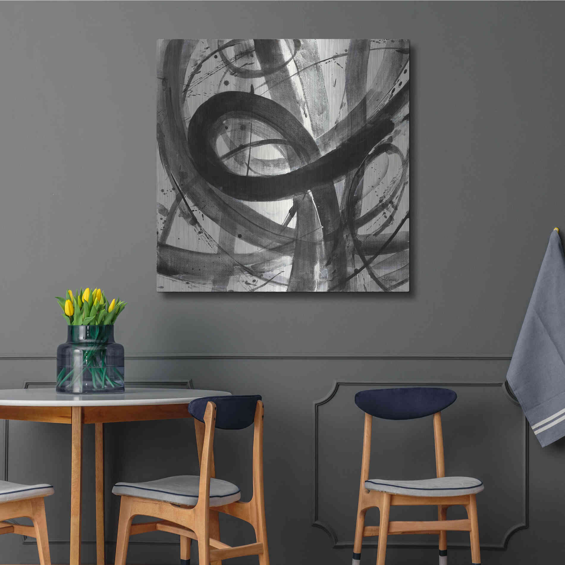 Luxe Metal Art 'Roller Coaster I on White' by Albena Hristova, Metal Wall Art,36x36