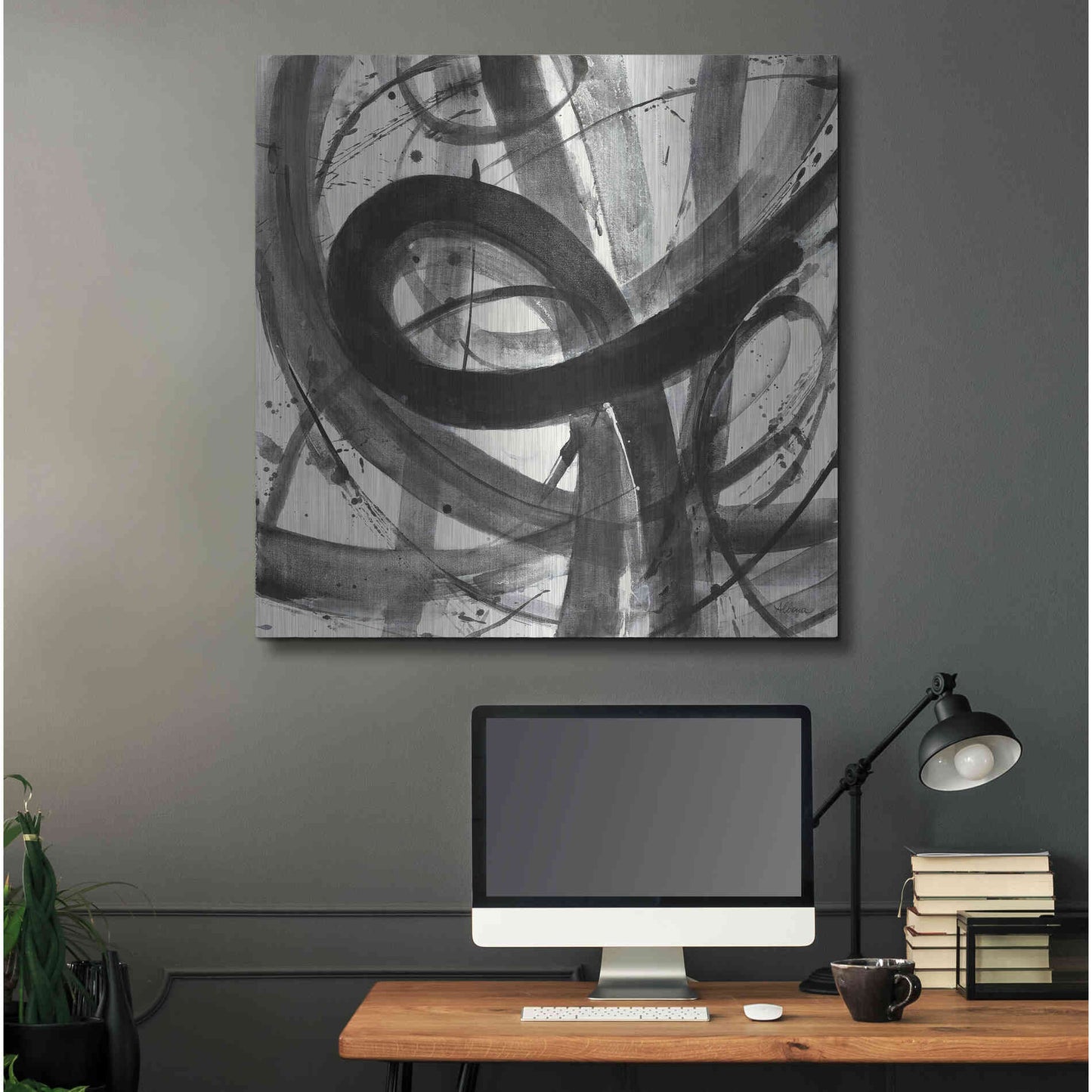 Luxe Metal Art 'Roller Coaster I on White' by Albena Hristova, Metal Wall Art,36x36