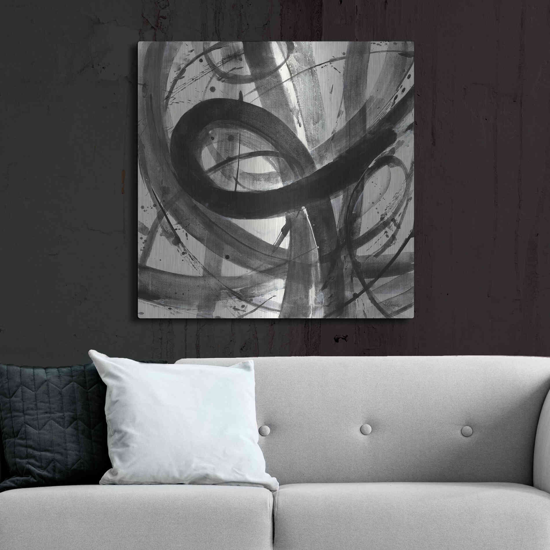 Luxe Metal Art 'Roller Coaster I on White' by Albena Hristova, Metal Wall Art,36x36