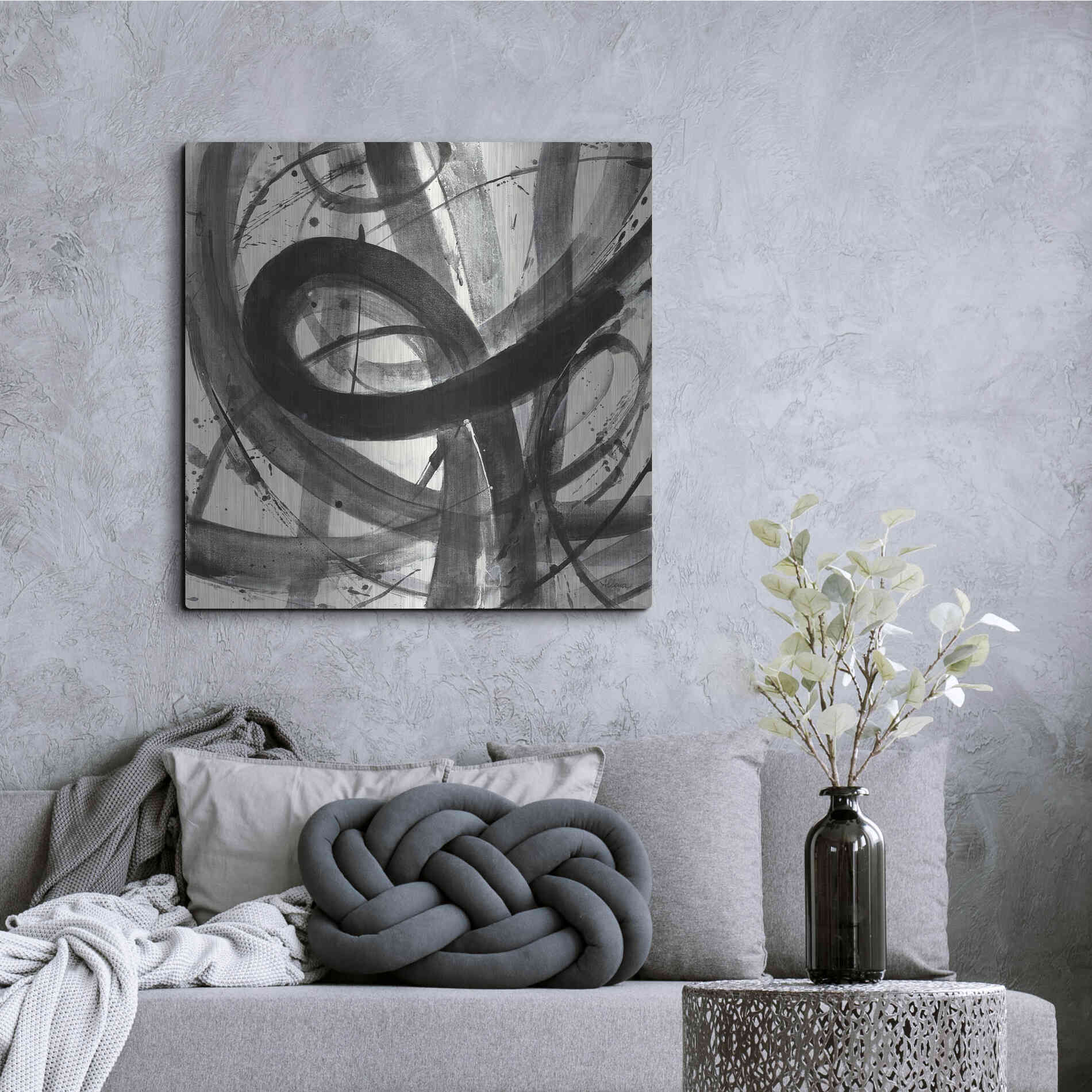 Luxe Metal Art 'Roller Coaster I on White' by Albena Hristova, Metal Wall Art,36x36