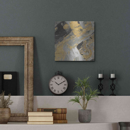 Luxe Metal Art 'Moab Gold and Black' by Albena Hristova, Metal Wall Art,12x12