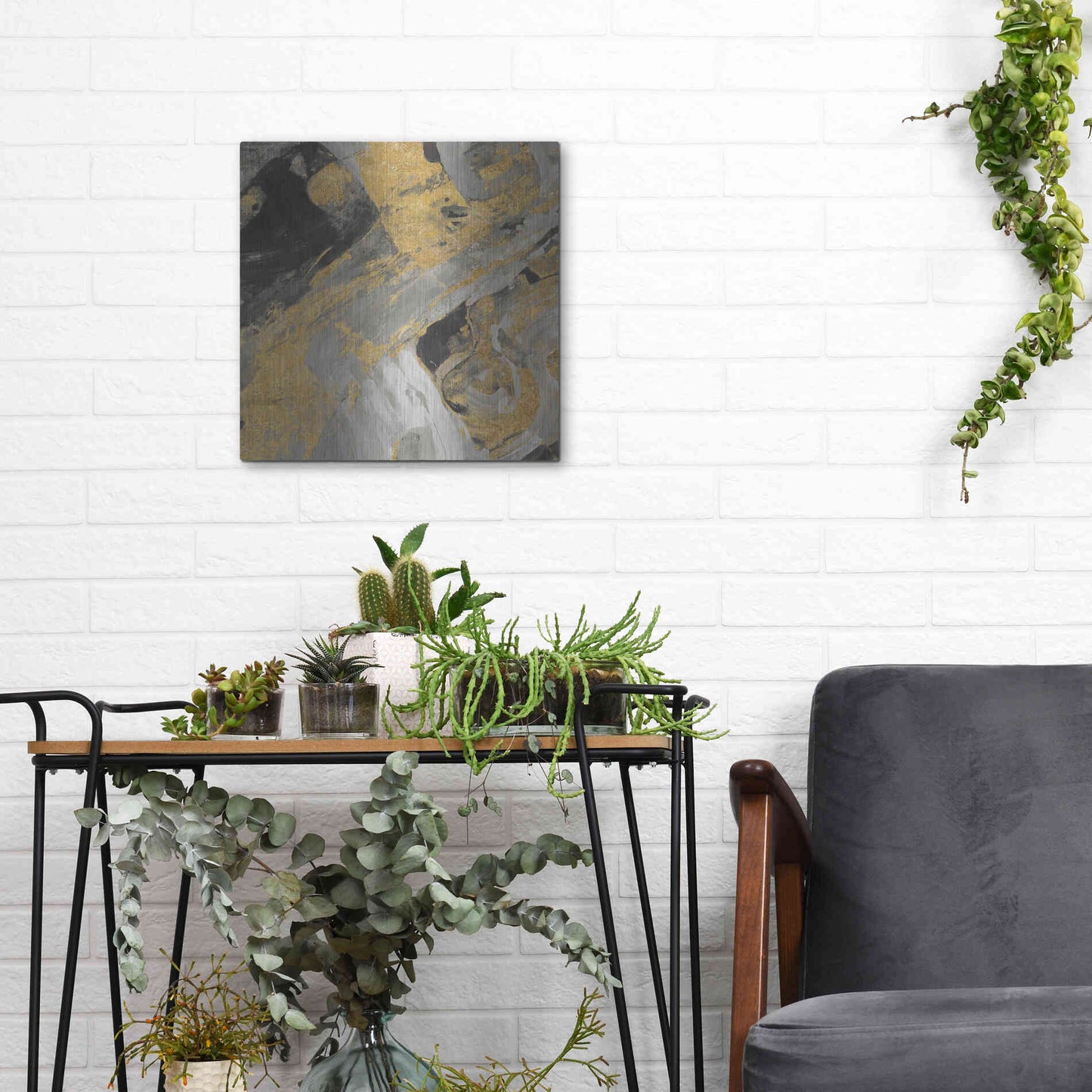 Luxe Metal Art 'Moab Gold and Black' by Albena Hristova, Metal Wall Art,12x12