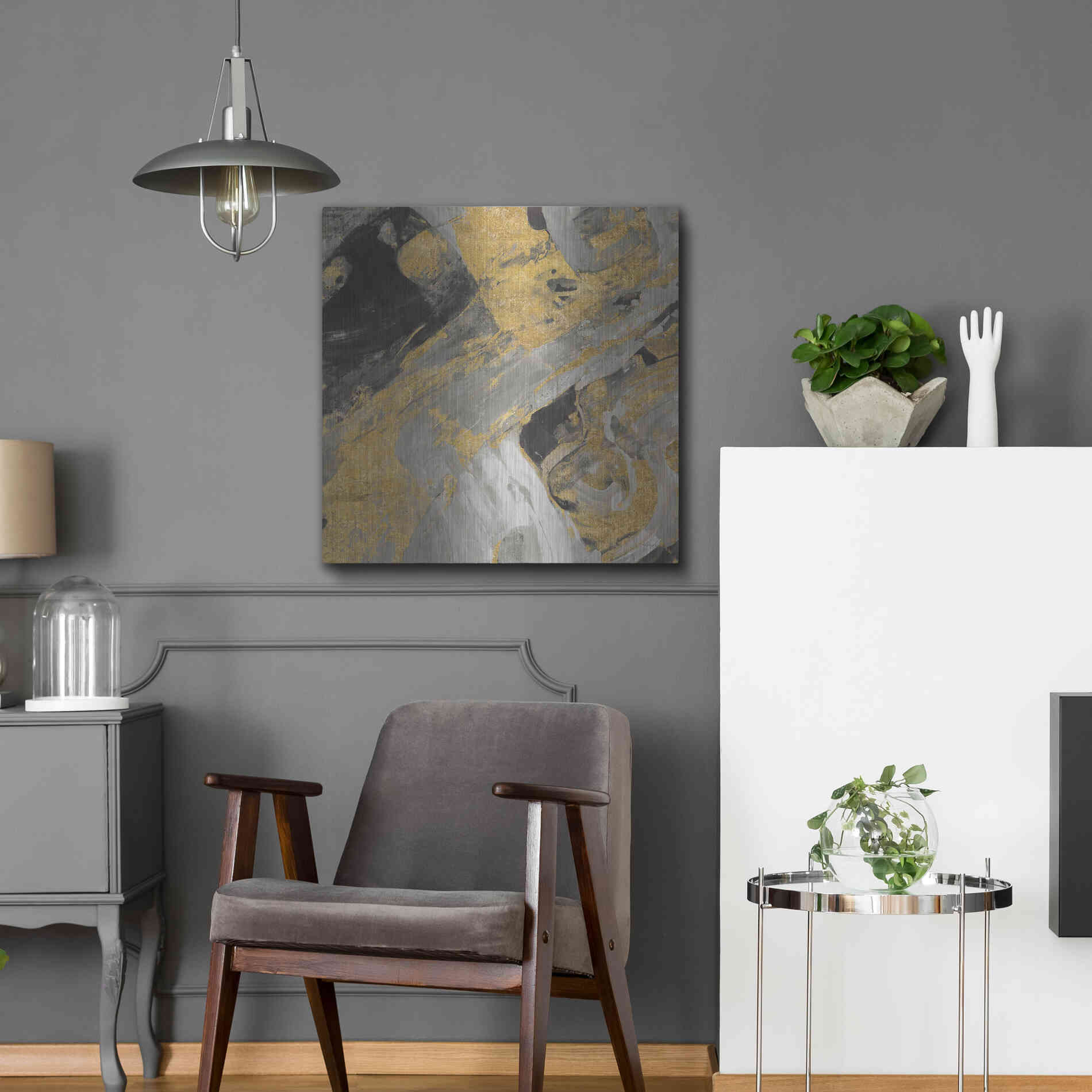 Luxe Metal Art 'Moab Gold and Black' by Albena Hristova, Metal Wall Art,24x24