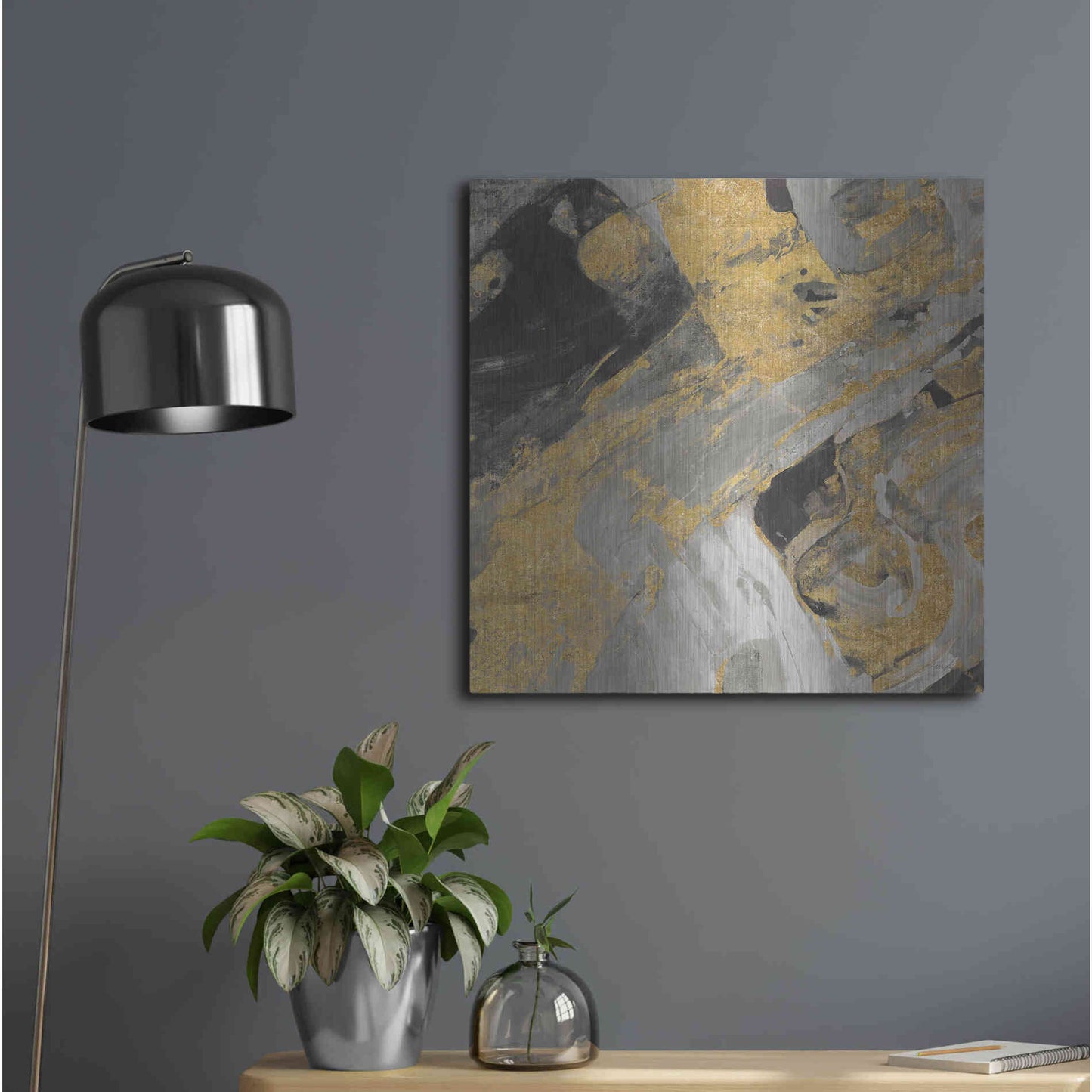 Luxe Metal Art 'Moab Gold and Black' by Albena Hristova, Metal Wall Art,24x24