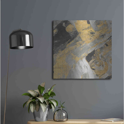 Luxe Metal Art 'Moab Gold and Black' by Albena Hristova, Metal Wall Art,24x24