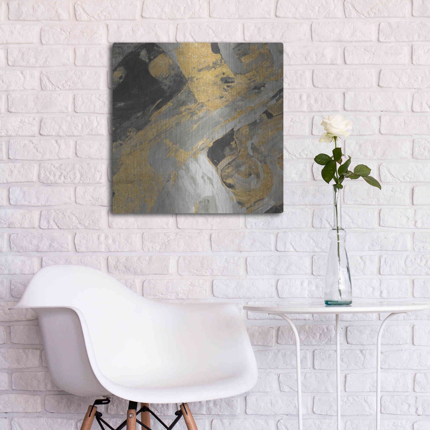 Luxe Metal Art 'Moab Gold and Black' by Albena Hristova, Metal Wall Art,24x24