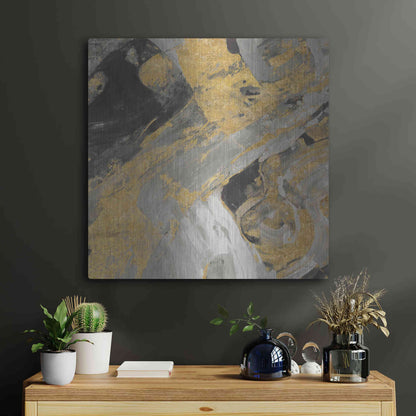 Luxe Metal Art 'Moab Gold and Black' by Albena Hristova, Metal Wall Art,24x24