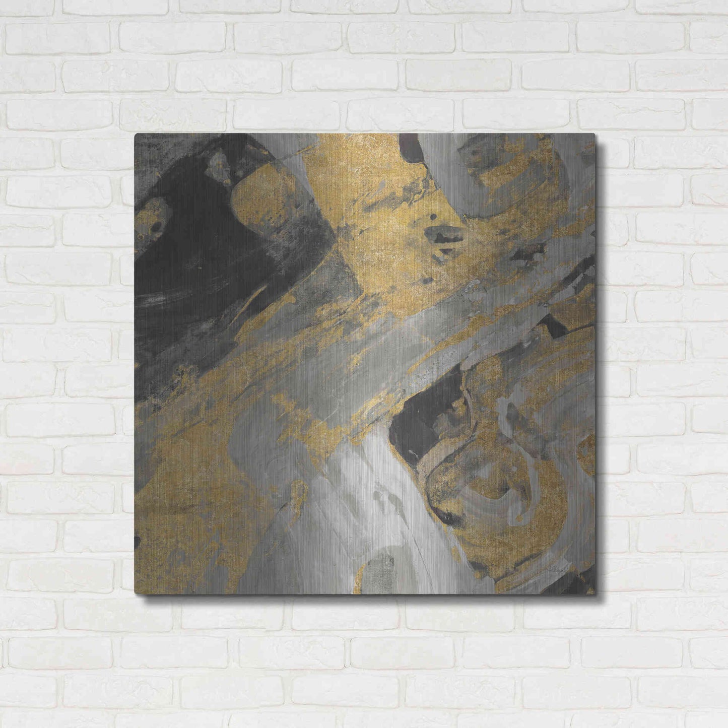 Luxe Metal Art 'Moab Gold and Black' by Albena Hristova, Metal Wall Art,36x36
