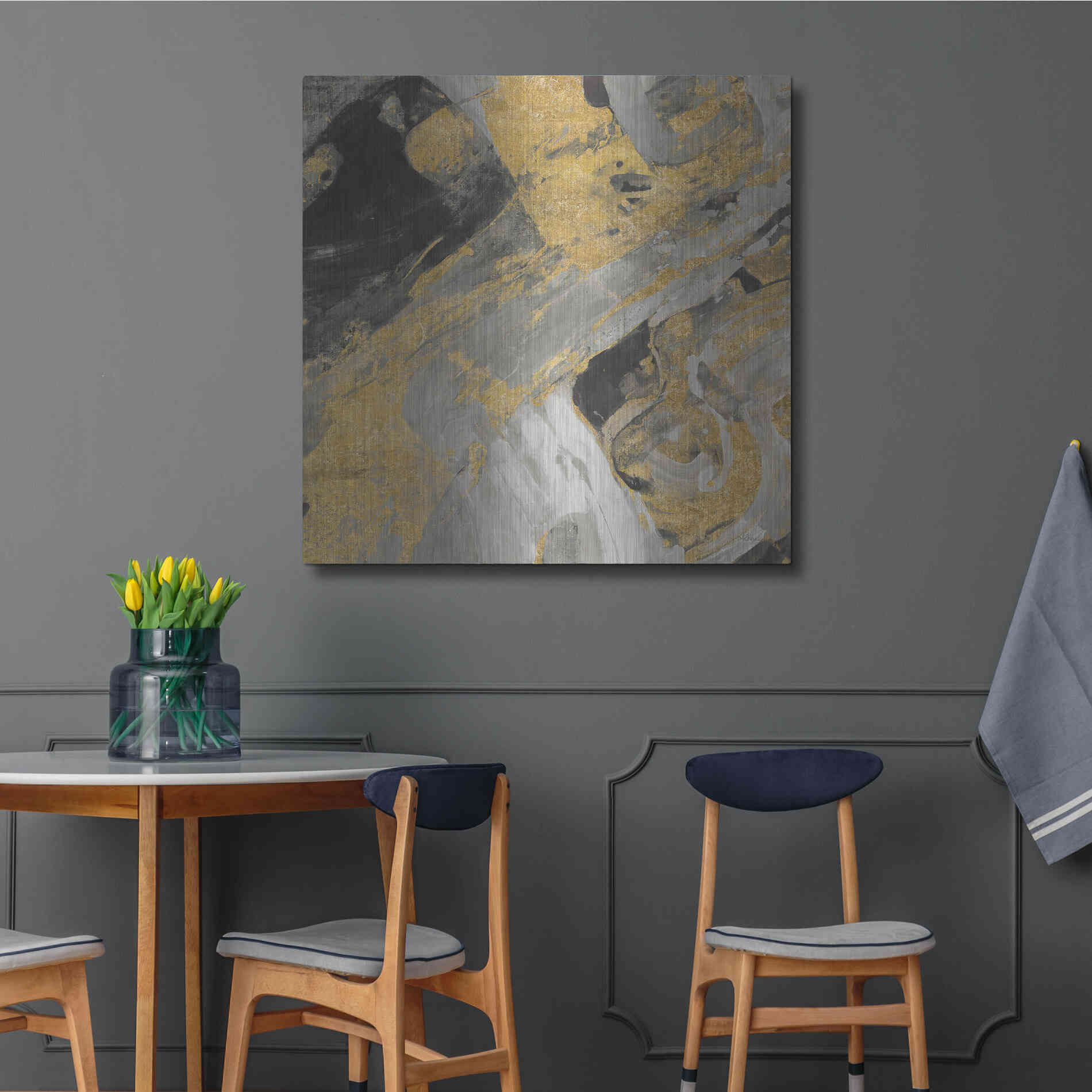 Luxe Metal Art 'Moab Gold and Black' by Albena Hristova, Metal Wall Art,36x36