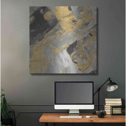 Luxe Metal Art 'Moab Gold and Black' by Albena Hristova, Metal Wall Art,36x36