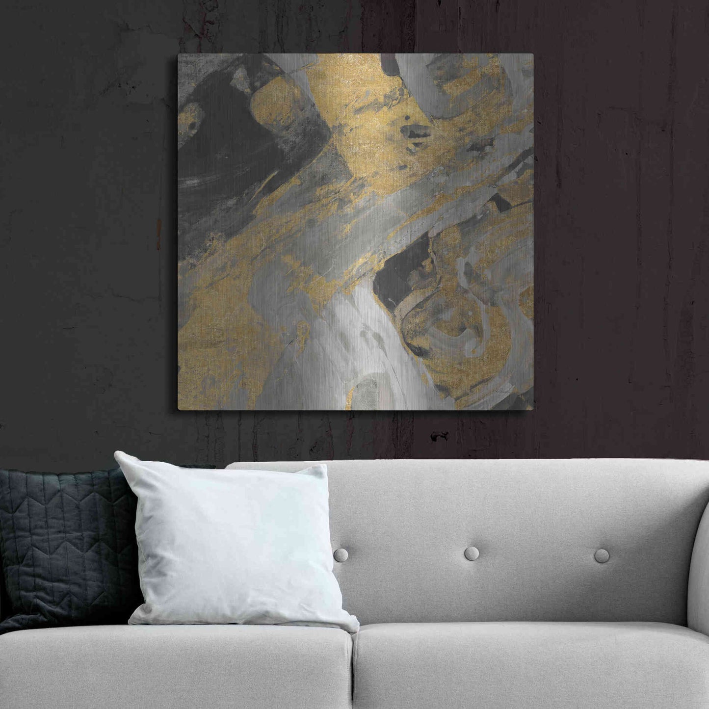 Luxe Metal Art 'Moab Gold and Black' by Albena Hristova, Metal Wall Art,36x36