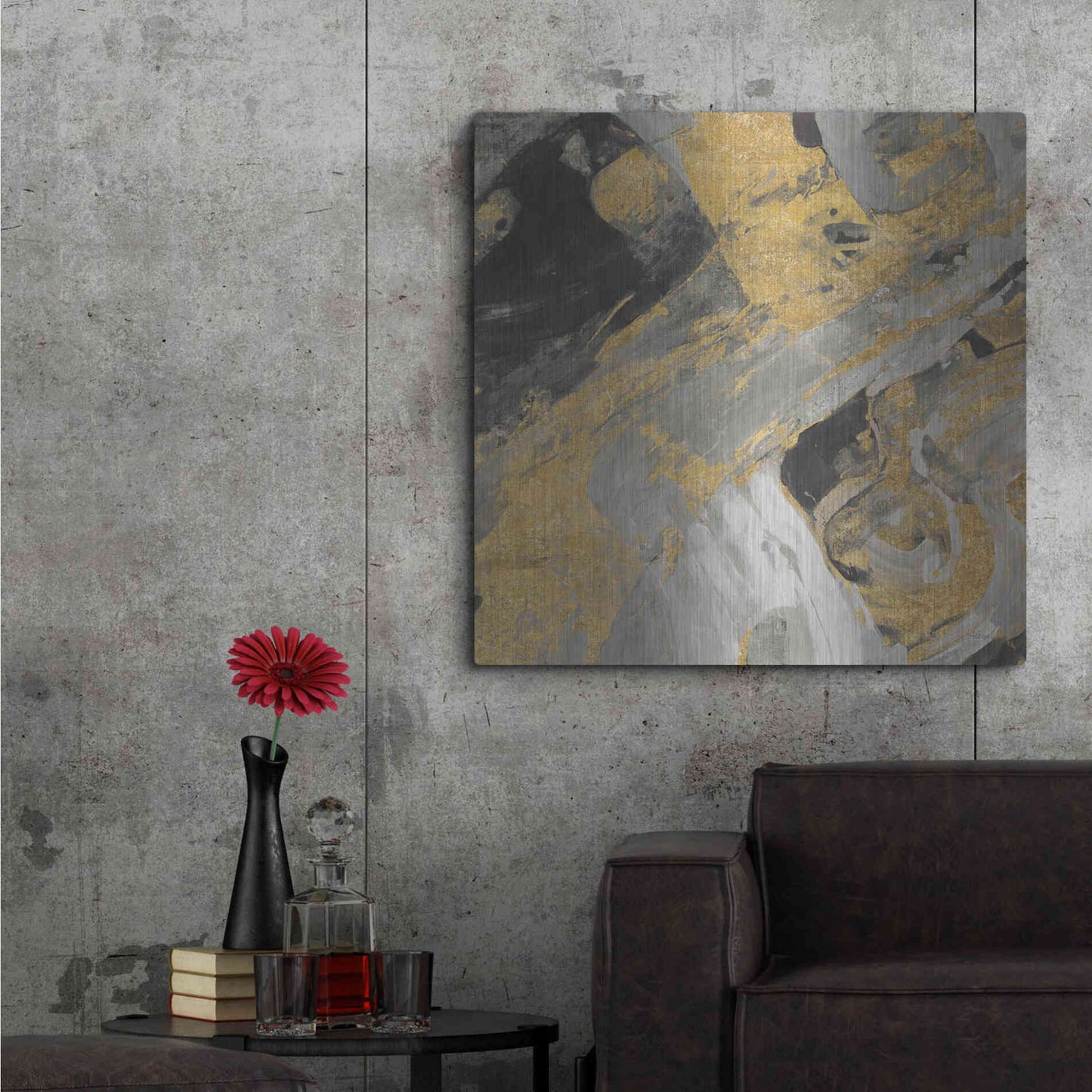 Luxe Metal Art 'Moab Gold and Black' by Albena Hristova, Metal Wall Art,36x36