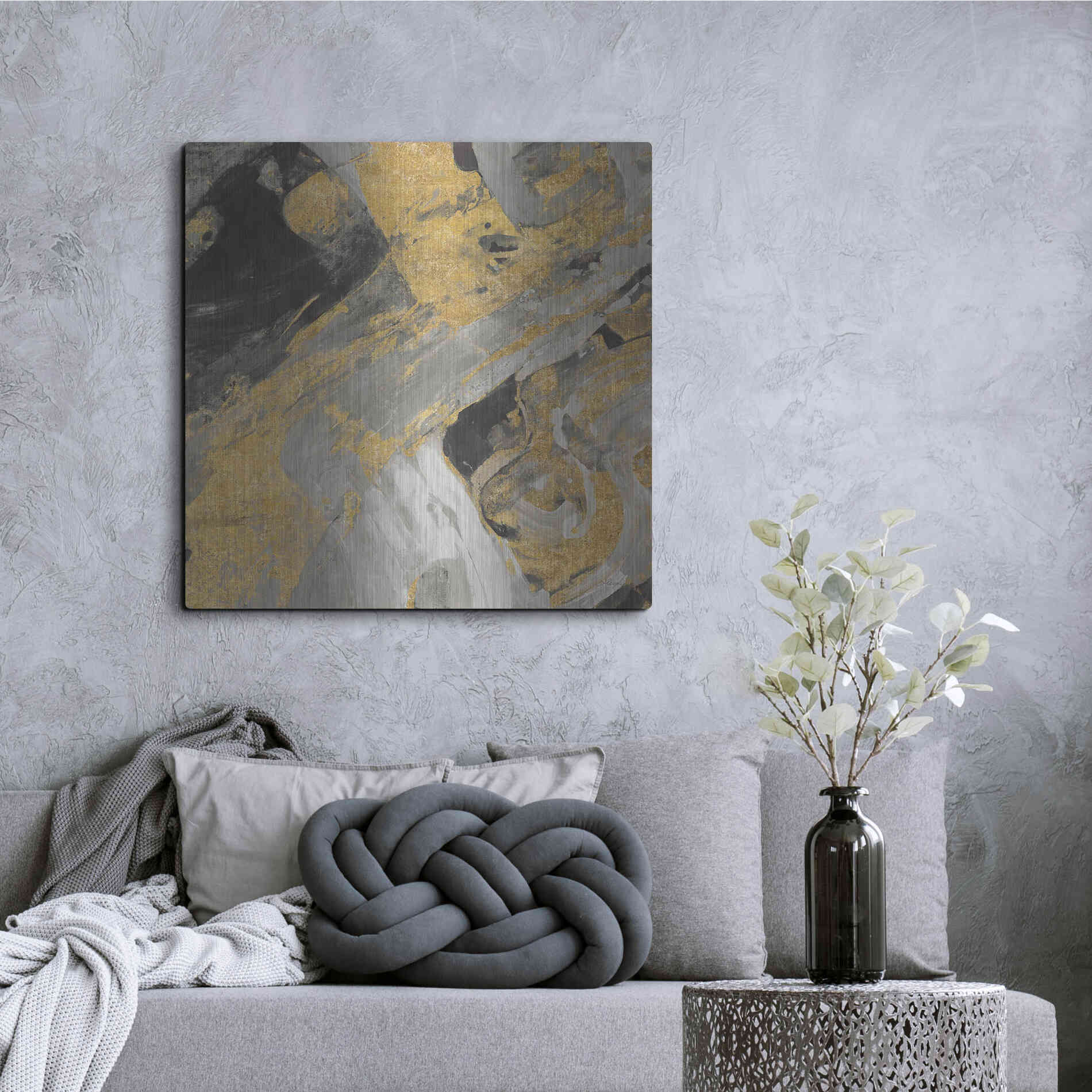 Luxe Metal Art 'Moab Gold and Black' by Albena Hristova, Metal Wall Art,36x36