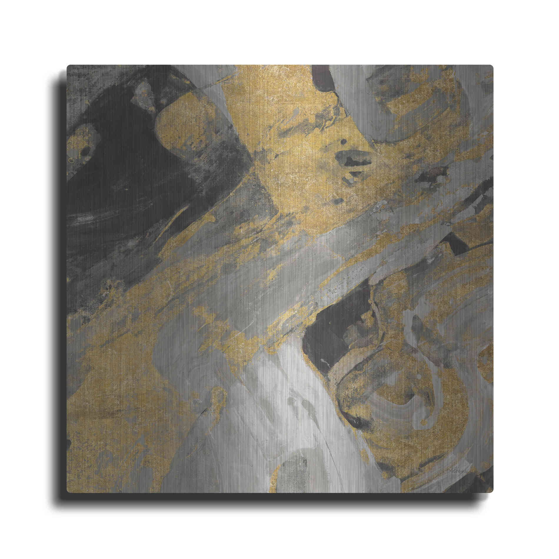 Luxe Metal Art 'Moab Gold and Black' by Albena Hristova, Metal Wall Art