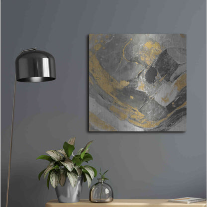Luxe Metal Art 'Arroyo Gold and Black' by Albena Hristova, Metal Wall Art,24x24