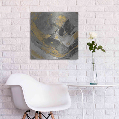 Luxe Metal Art 'Arroyo Gold and Black' by Albena Hristova, Metal Wall Art,24x24