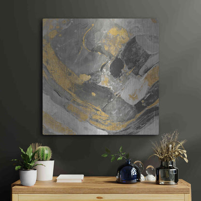 Luxe Metal Art 'Arroyo Gold and Black' by Albena Hristova, Metal Wall Art,24x24