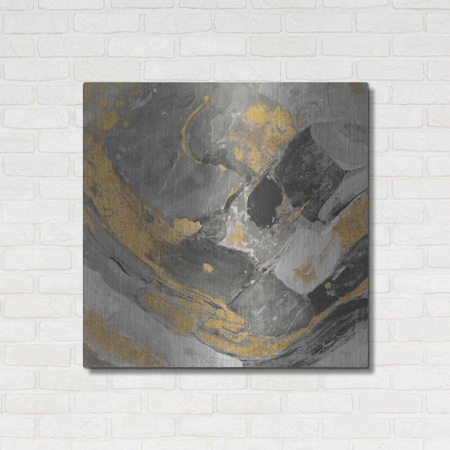 Luxe Metal Art 'Arroyo Gold and Black' by Albena Hristova, Metal Wall Art,36x36