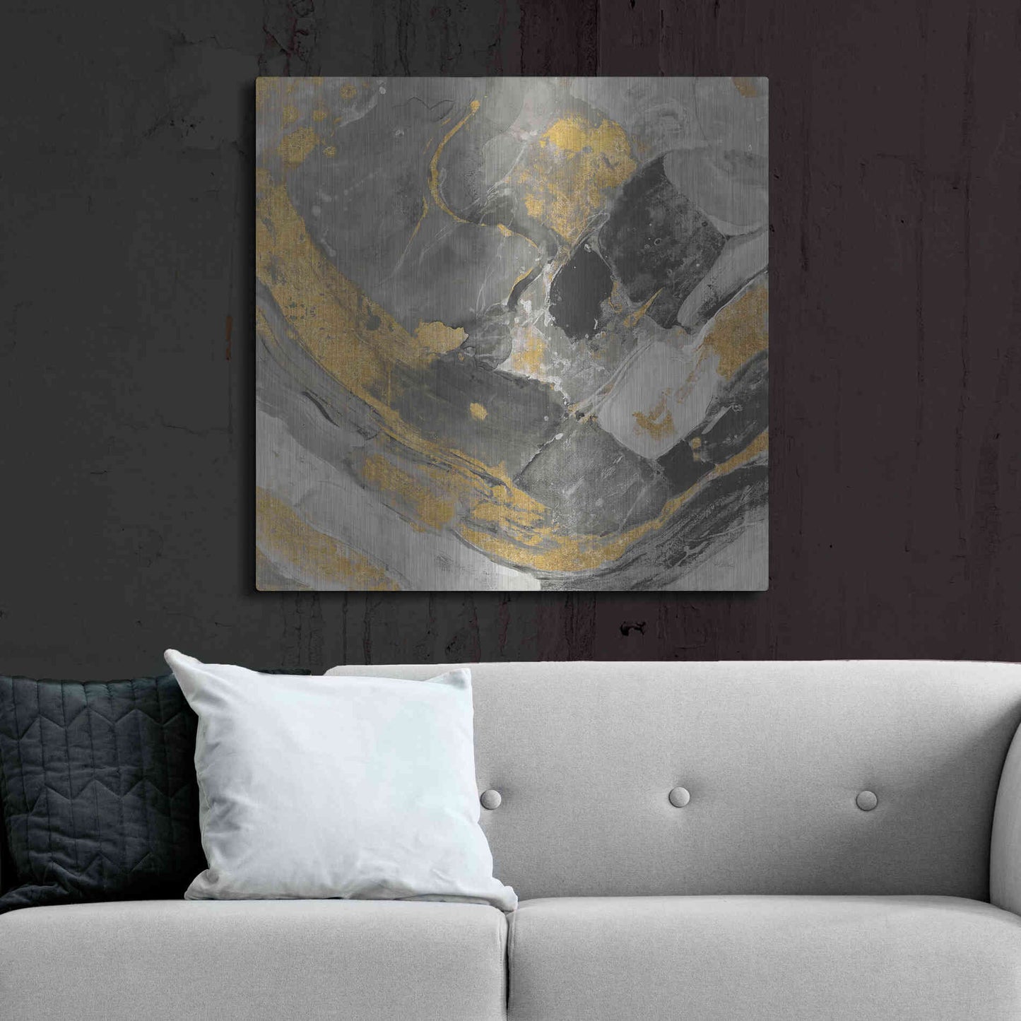 Luxe Metal Art 'Arroyo Gold and Black' by Albena Hristova, Metal Wall Art,36x36
