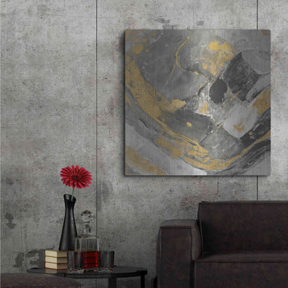 Luxe Metal Art 'Arroyo Gold and Black' by Albena Hristova, Metal Wall Art,36x36