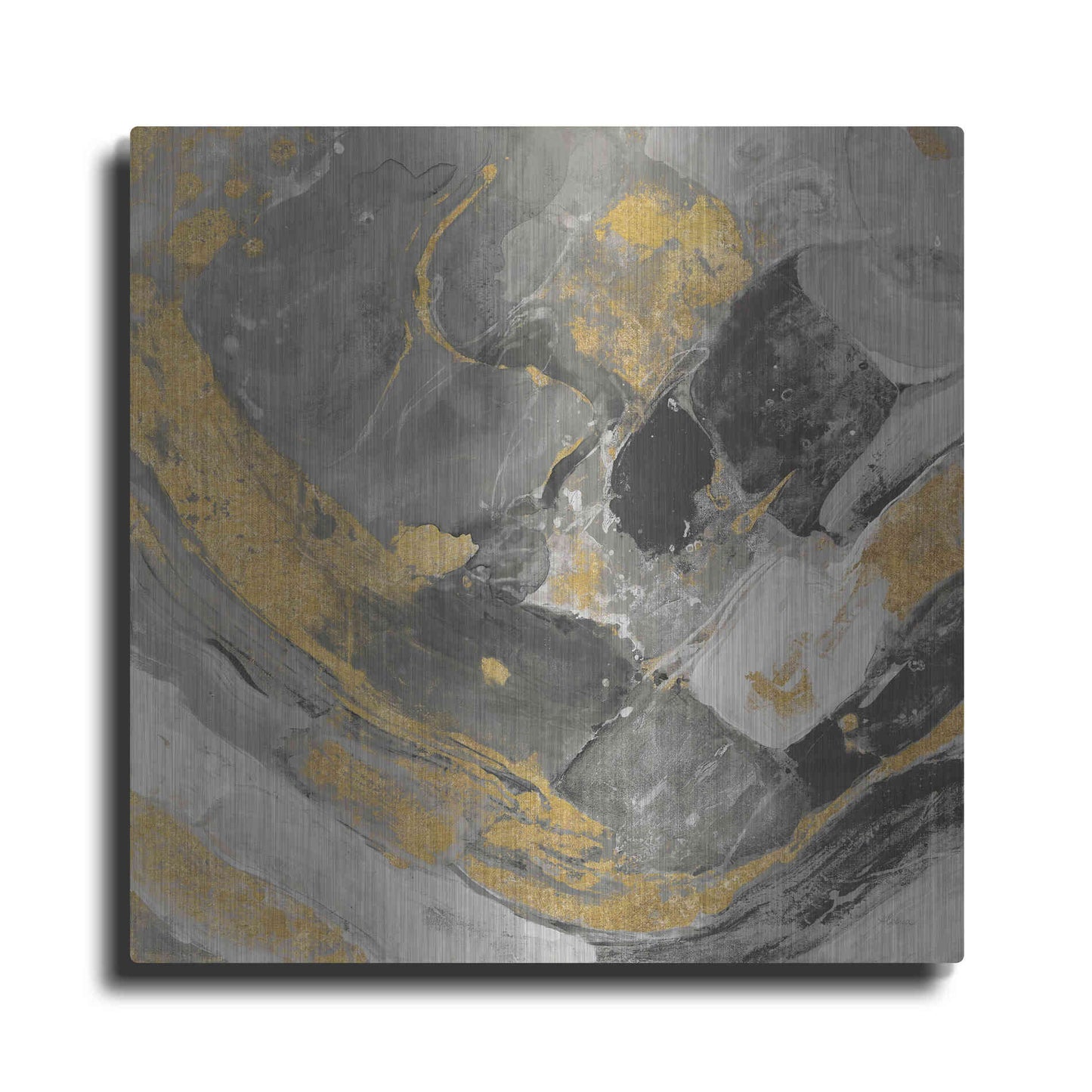 Luxe Metal Art 'Arroyo Gold and Black' by Albena Hristova, Metal Wall Art