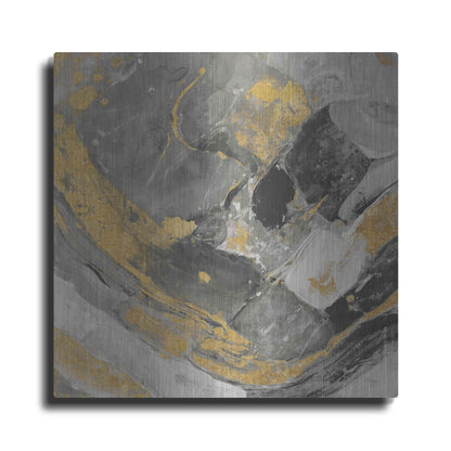 Luxe Metal Art 'Arroyo Gold and Black' by Albena Hristova, Metal Wall Art
