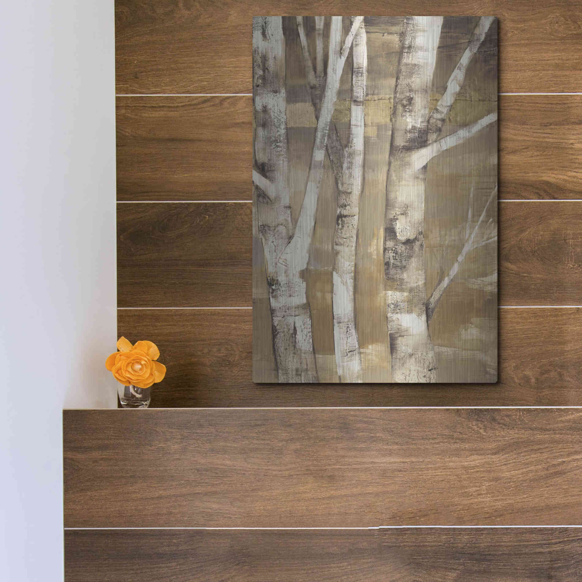 Luxe Metal Art 'Wandering Through the Birches II' by Albena Hristova, Metal Wall Art,12x16