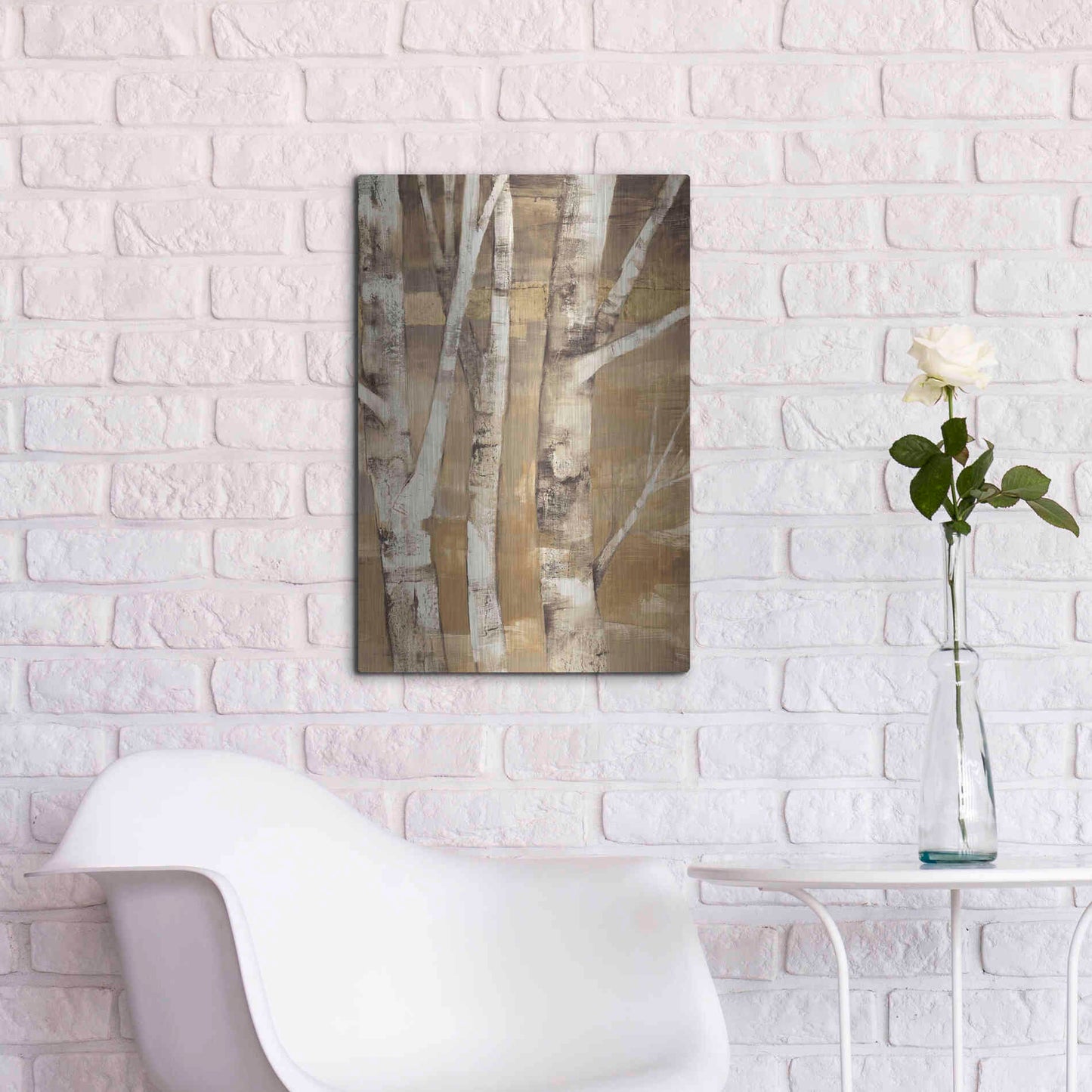 Luxe Metal Art 'Wandering Through the Birches II' by Albena Hristova, Metal Wall Art,16x24