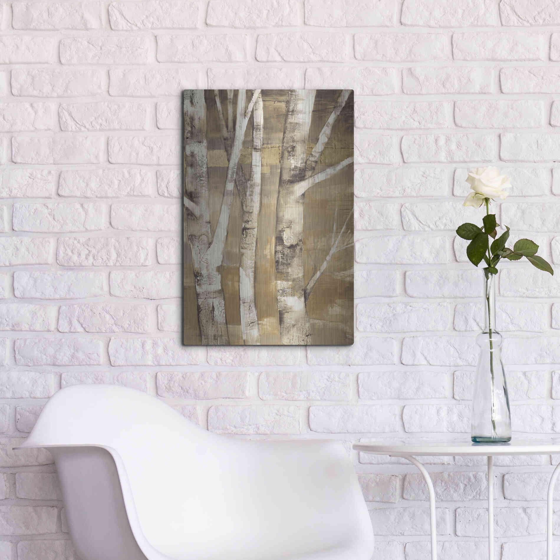 Luxe Metal Art 'Wandering Through the Birches II' by Albena Hristova, Metal Wall Art,16x24