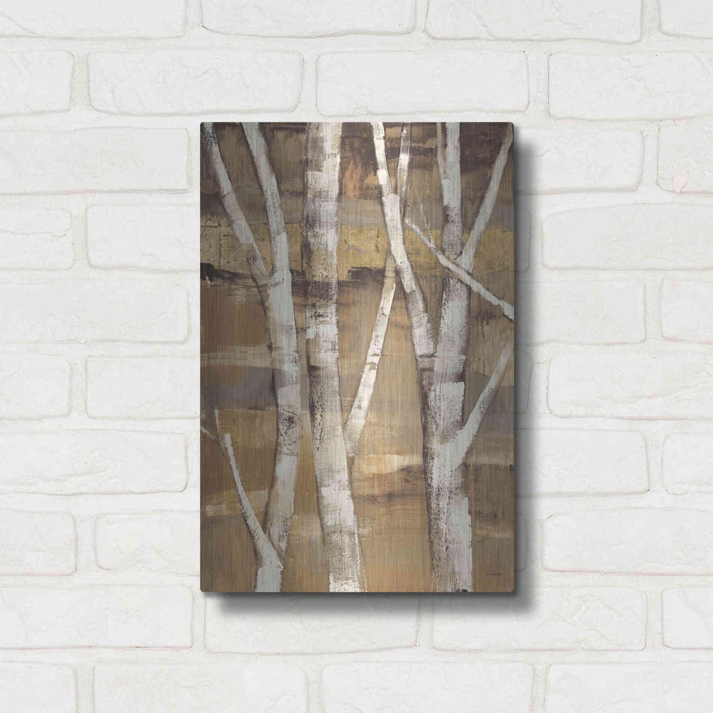 Luxe Metal Art 'Wandering Through the Birches I' by Albena Hristova, Metal Wall Art,12x16