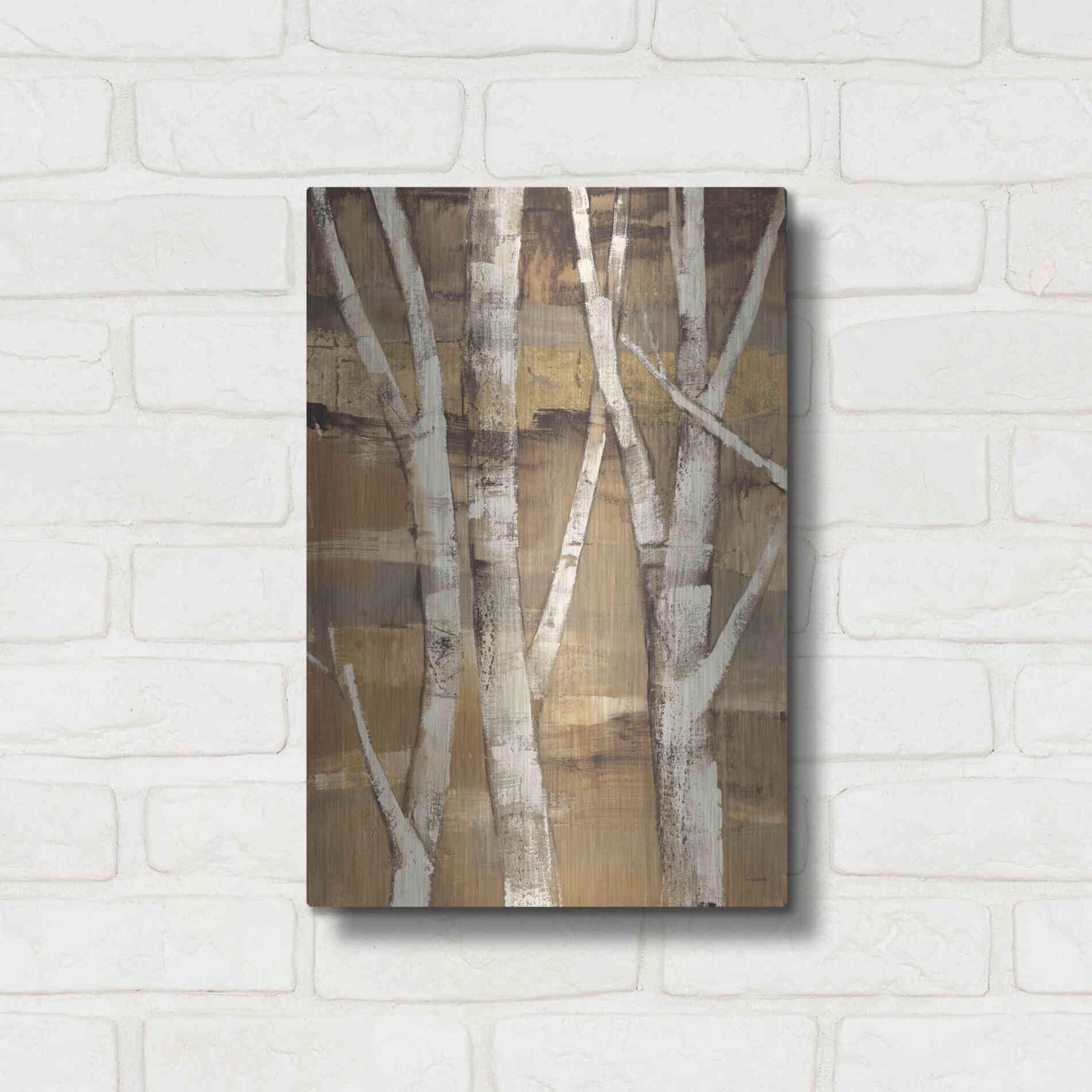 Luxe Metal Art 'Wandering Through the Birches I' by Albena Hristova, Metal Wall Art,12x16