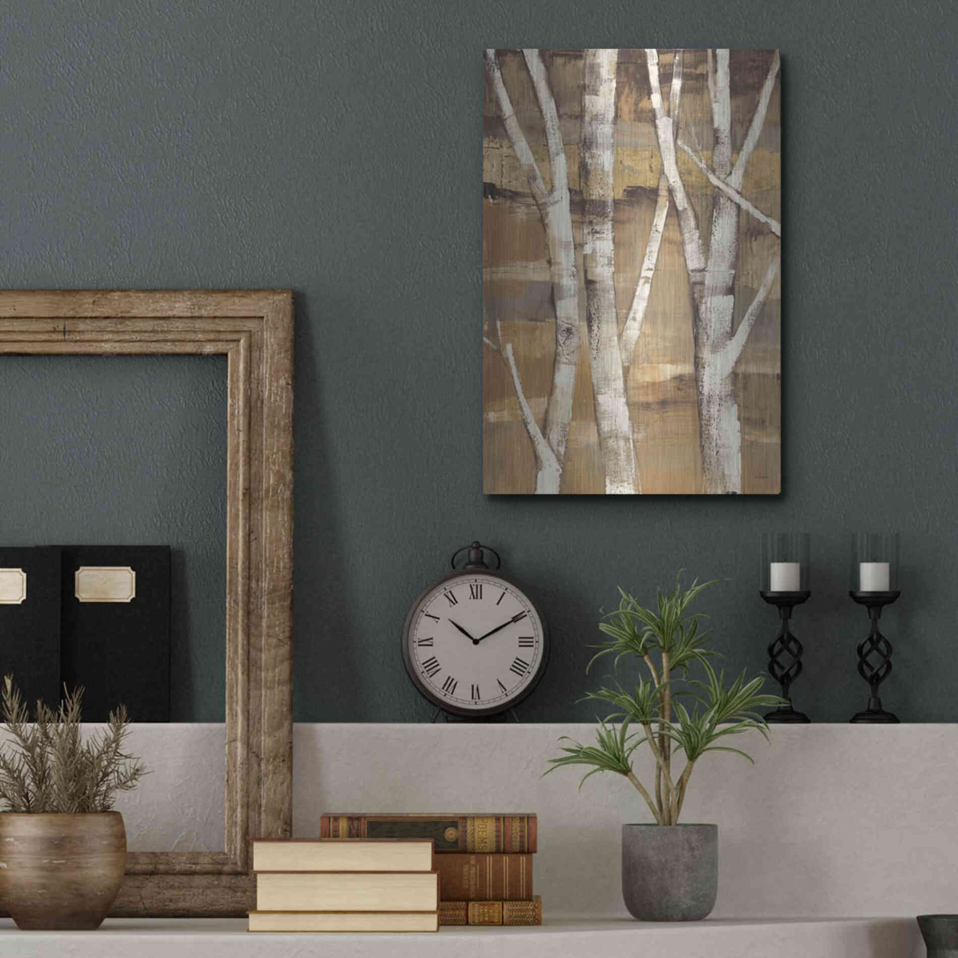 Luxe Metal Art 'Wandering Through the Birches I' by Albena Hristova, Metal Wall Art,12x16