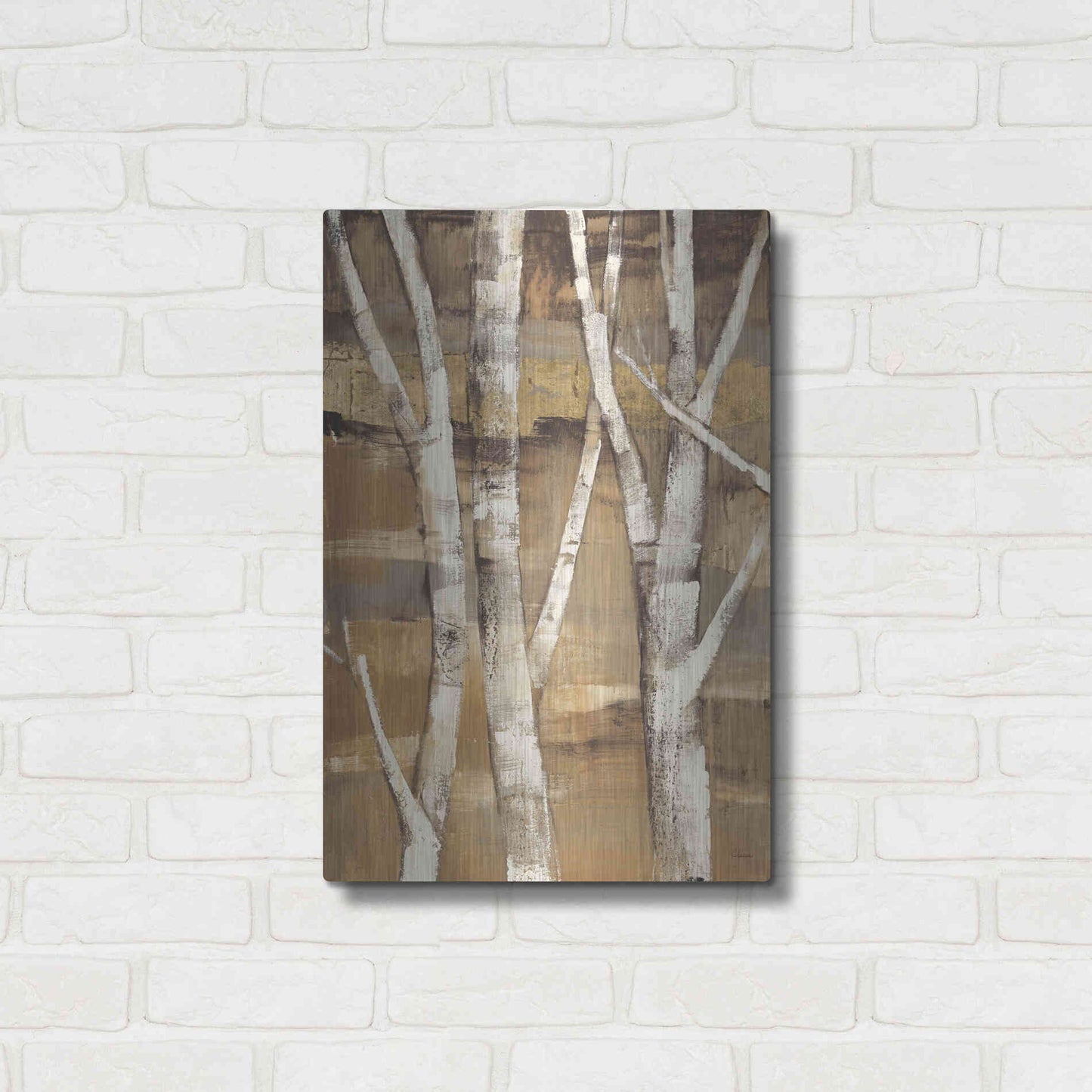 Luxe Metal Art 'Wandering Through the Birches I' by Albena Hristova, Metal Wall Art,16x24