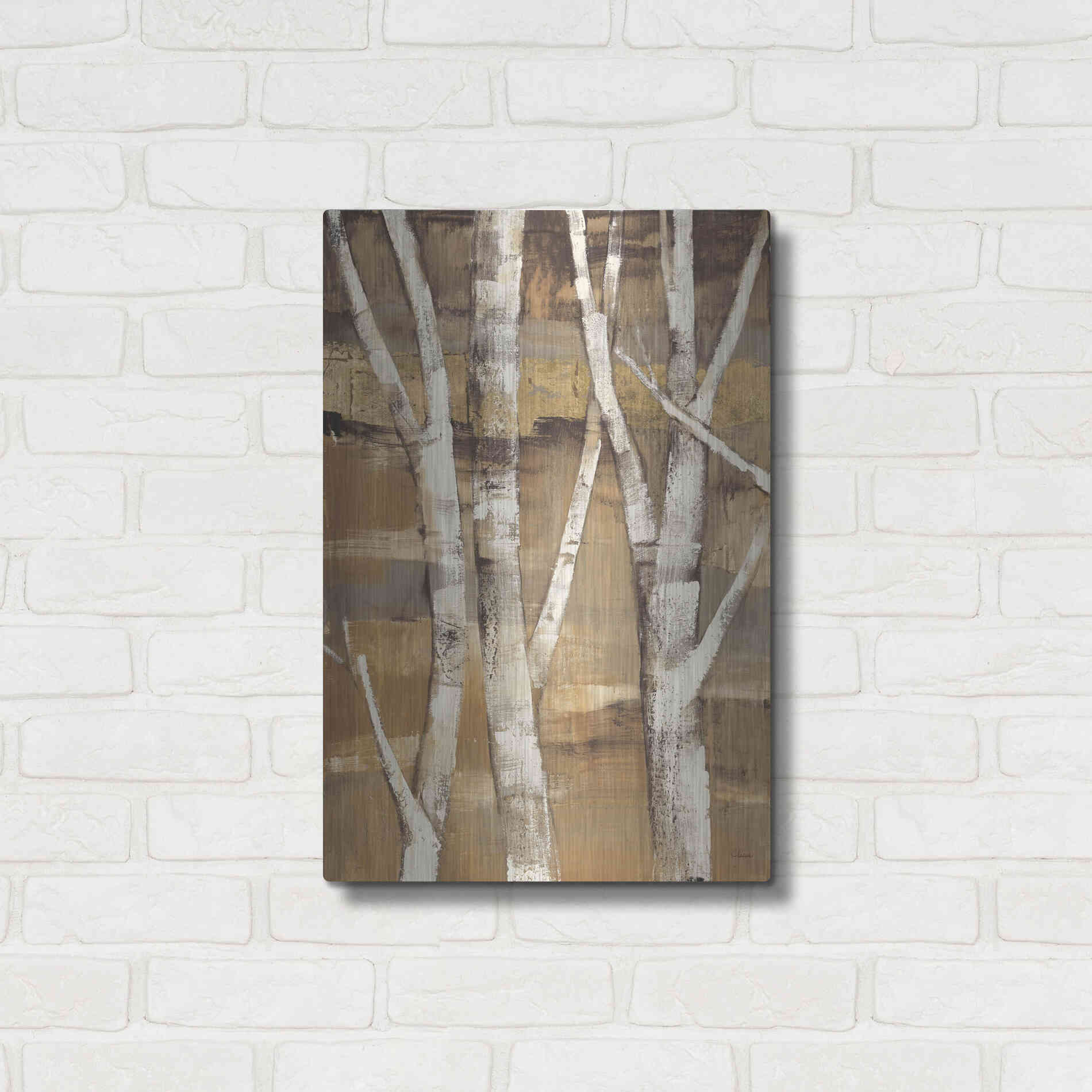 Luxe Metal Art 'Wandering Through the Birches I' by Albena Hristova, Metal Wall Art,16x24