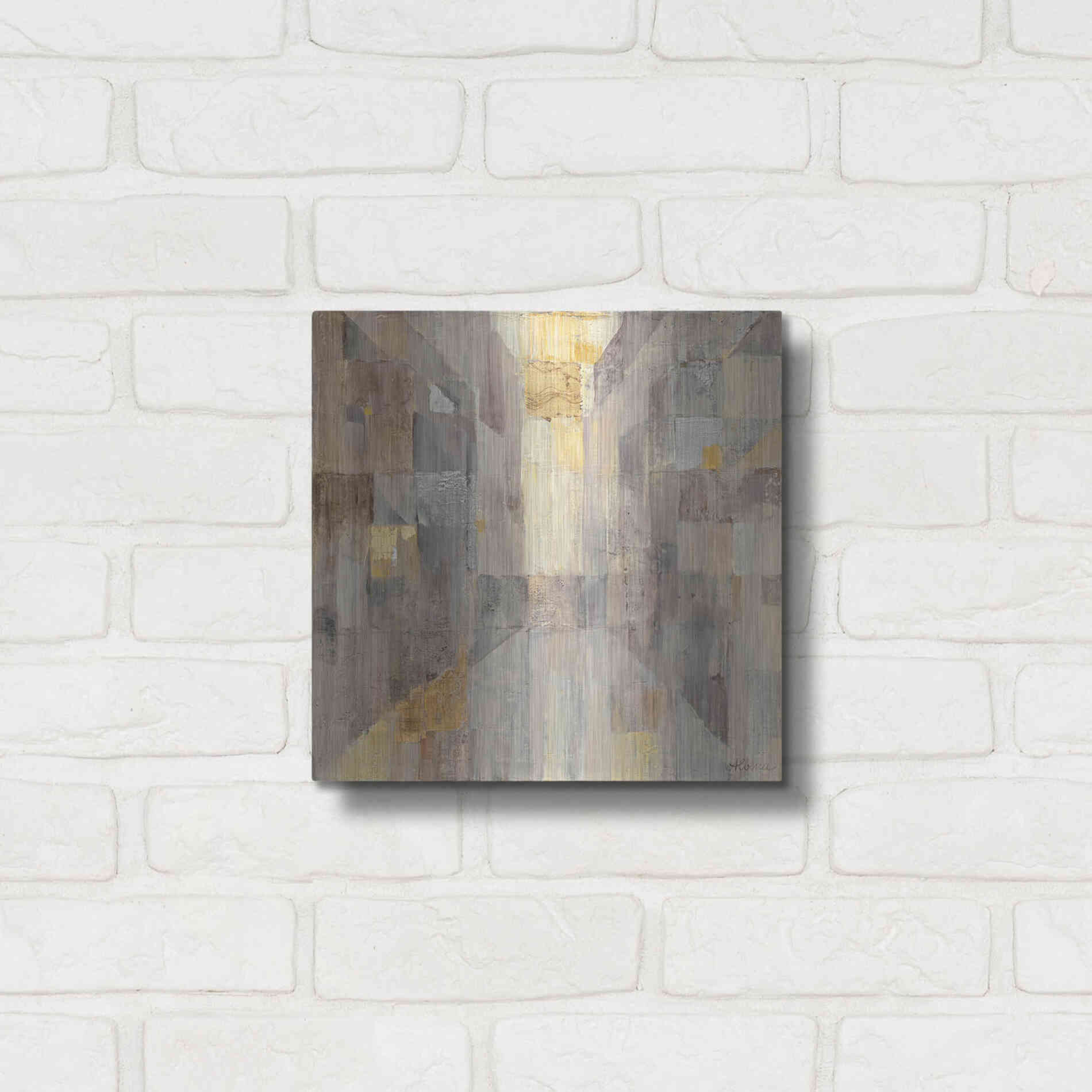 Luxe Metal Art 'The Gold Square' by Albena Hristova, Metal Wall Art,12x12