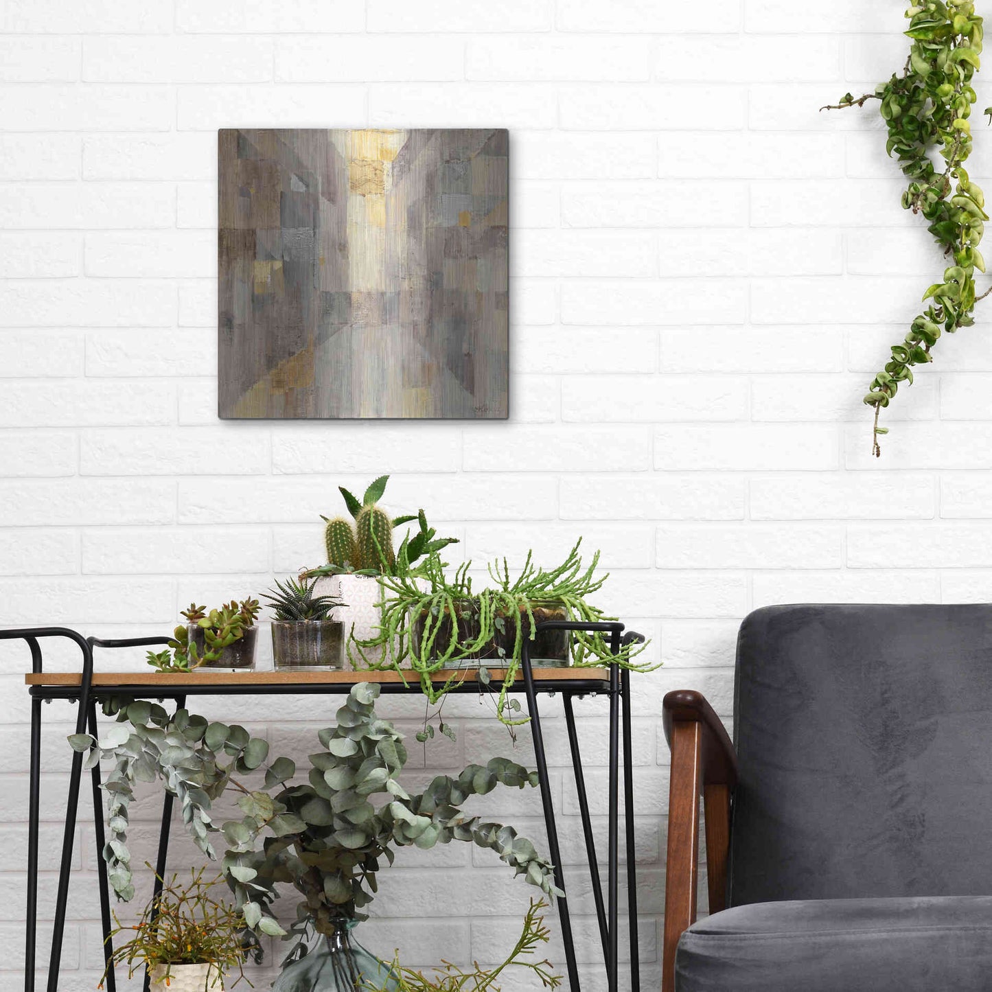 Luxe Metal Art 'The Gold Square' by Albena Hristova, Metal Wall Art,12x12