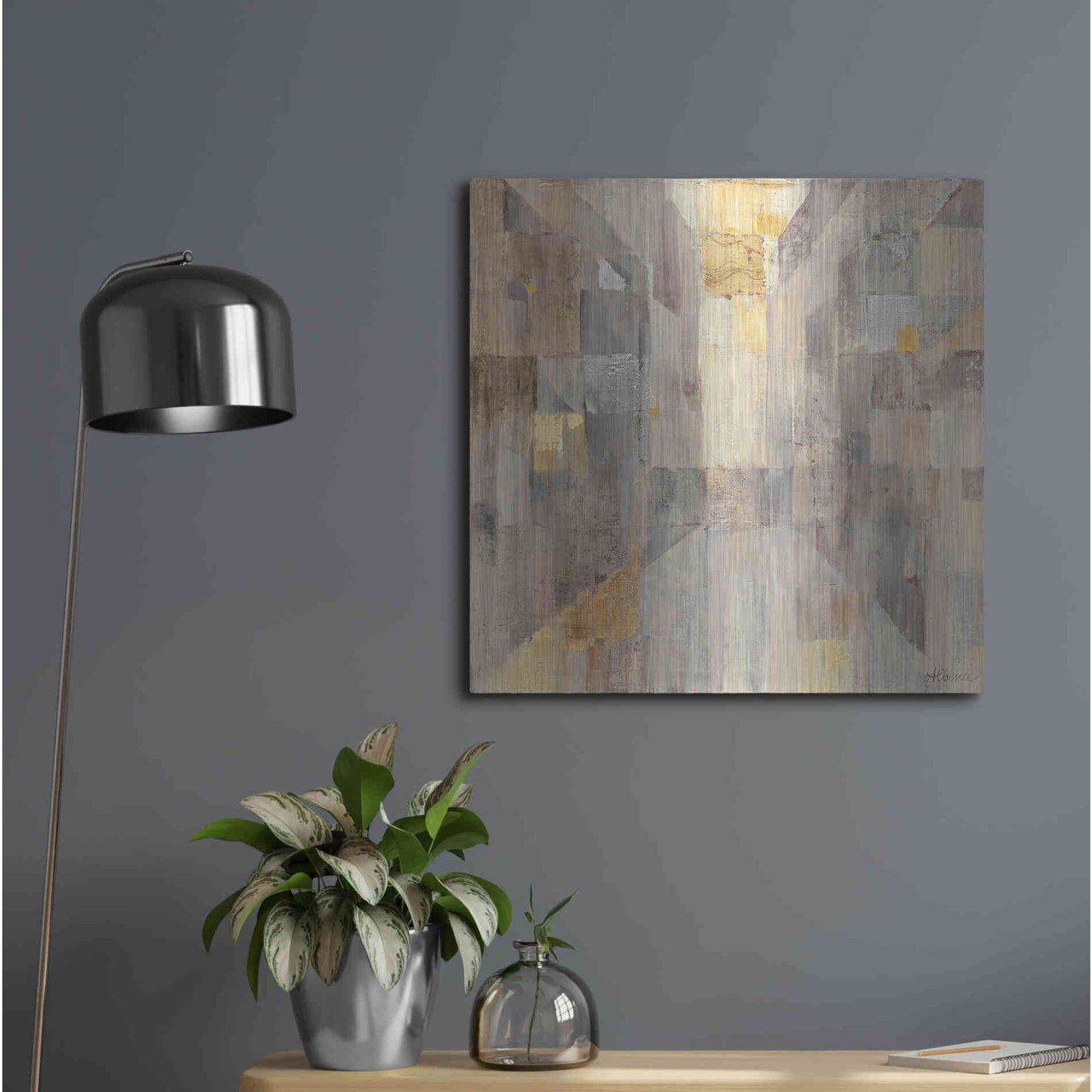 Luxe Metal Art 'The Gold Square' by Albena Hristova, Metal Wall Art,24x24