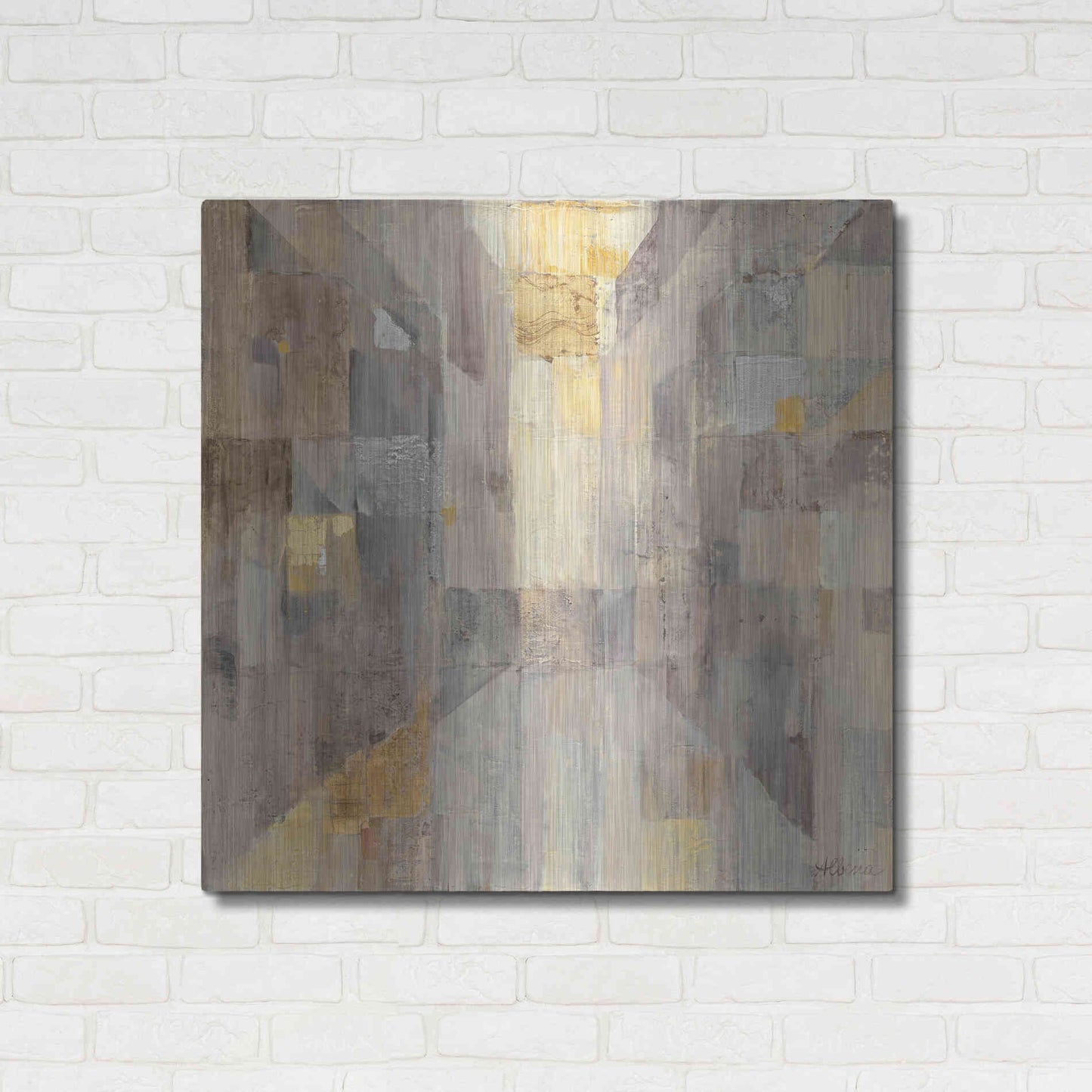 Luxe Metal Art 'The Gold Square' by Albena Hristova, Metal Wall Art,36x36