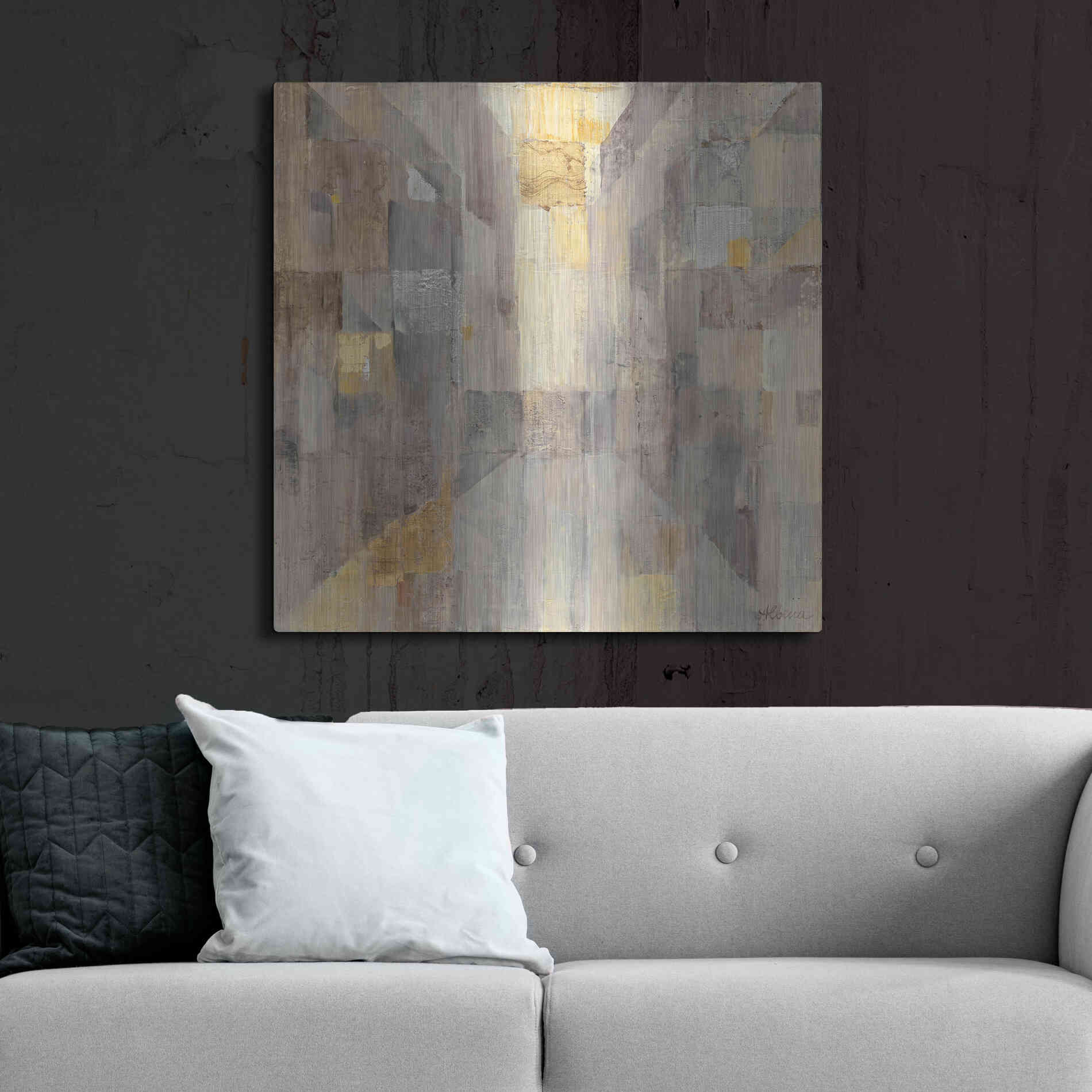 Luxe Metal Art 'The Gold Square' by Albena Hristova, Metal Wall Art,36x36