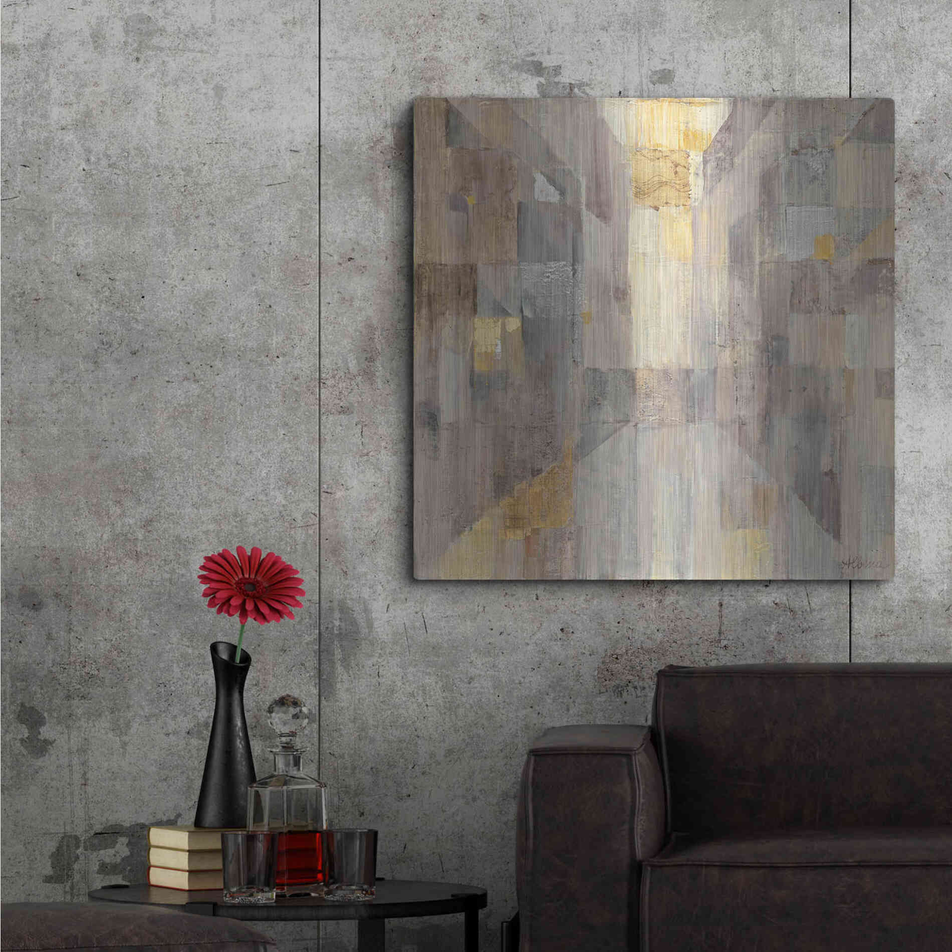 Luxe Metal Art 'The Gold Square' by Albena Hristova, Metal Wall Art,36x36